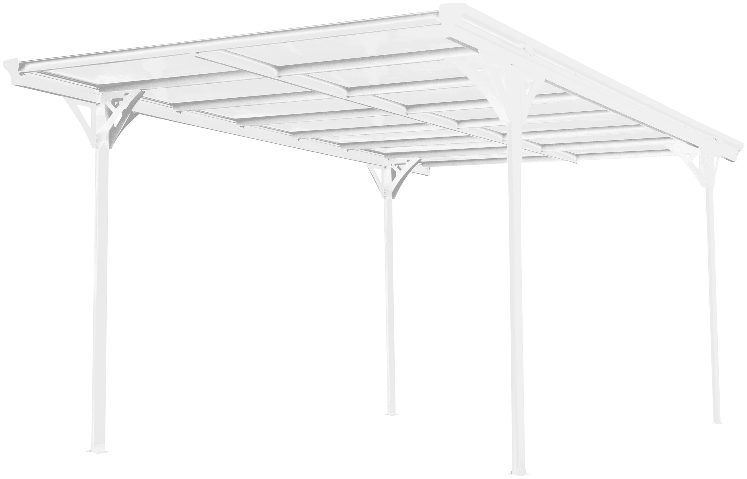 WESTMANN Einzelcarport "Flachdach", Aluminium, 280 cm, Weiß, aus Aluminium, inkl. Regenrinne und Schrauben-Kit