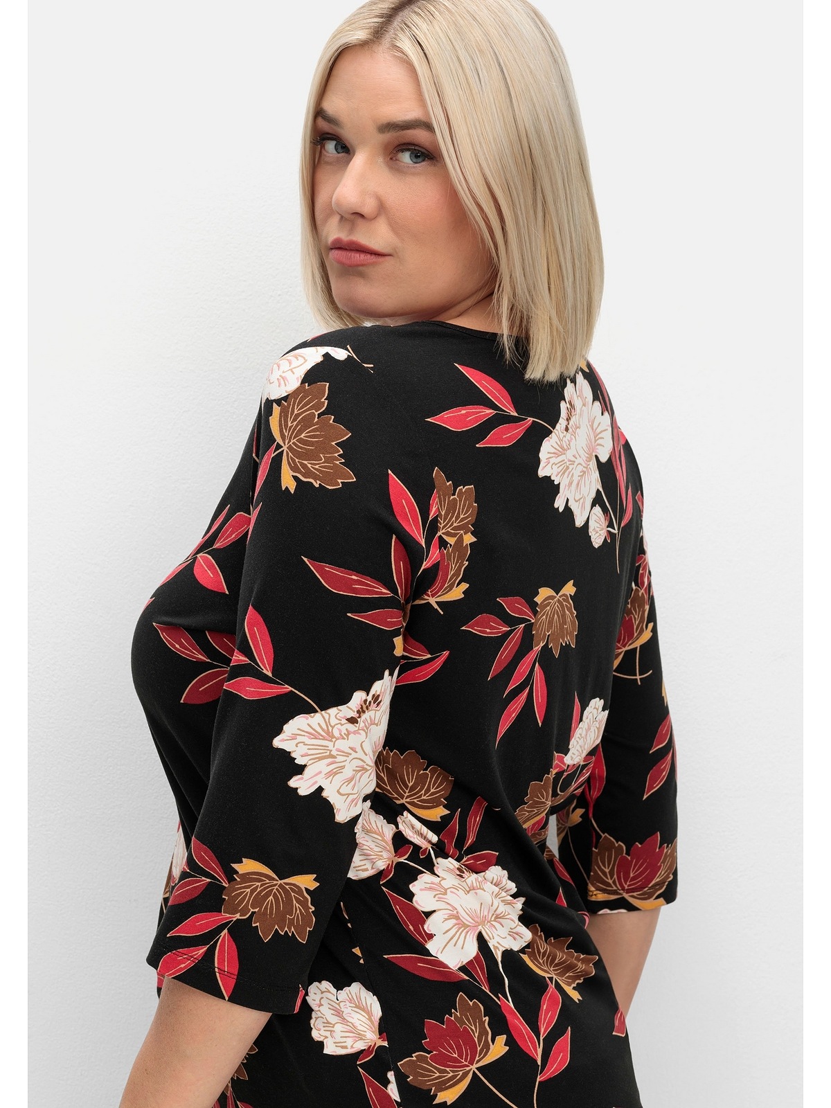 Sheego 3/4-Arm-Shirt »Große Größen«, mit Blumenprint, aus Viskosejersey