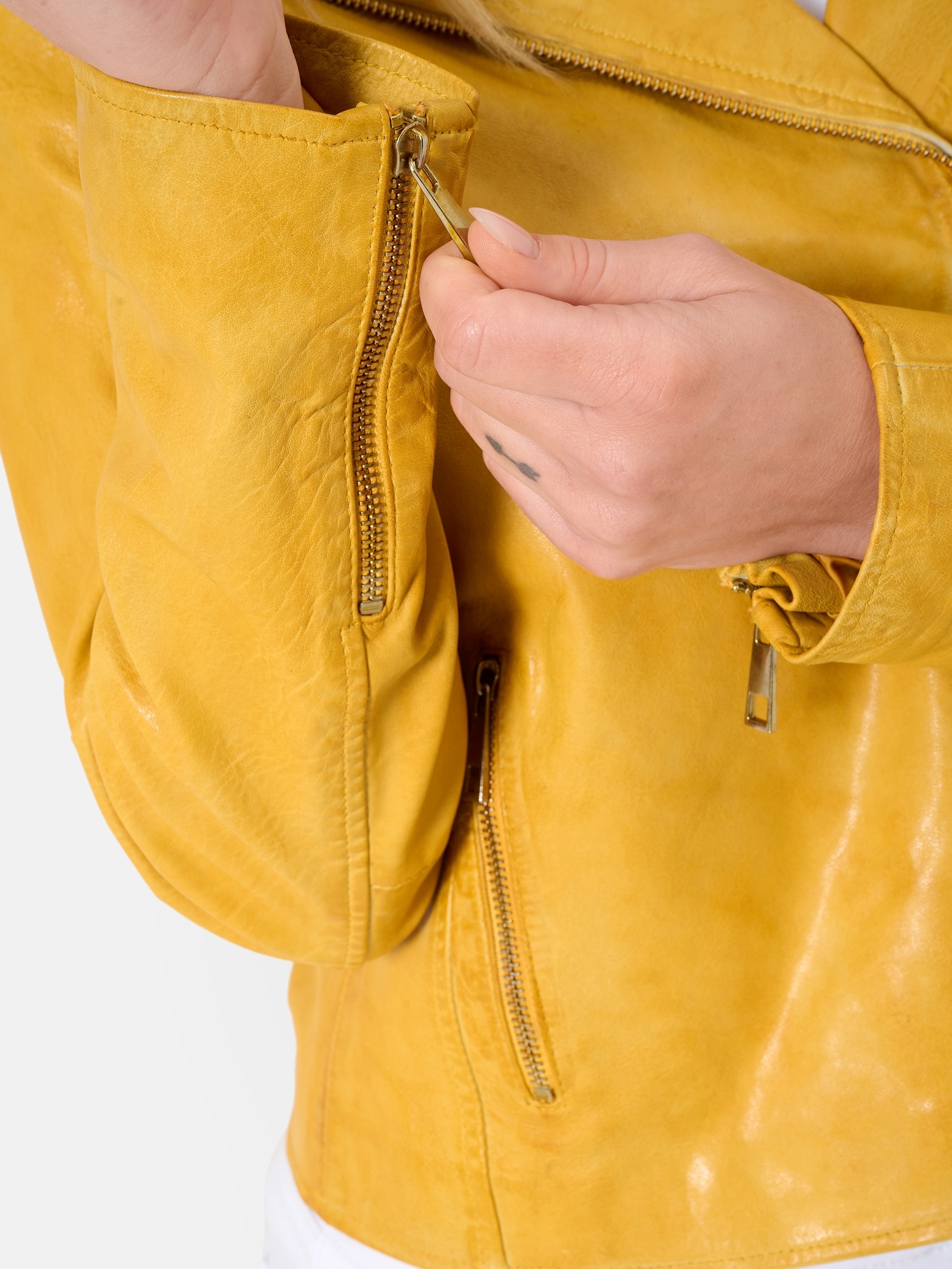 RICANO Bikerjacke »Lederjacke Antonia« ohne Kapuze Handgefertigt aus echtem Leder
