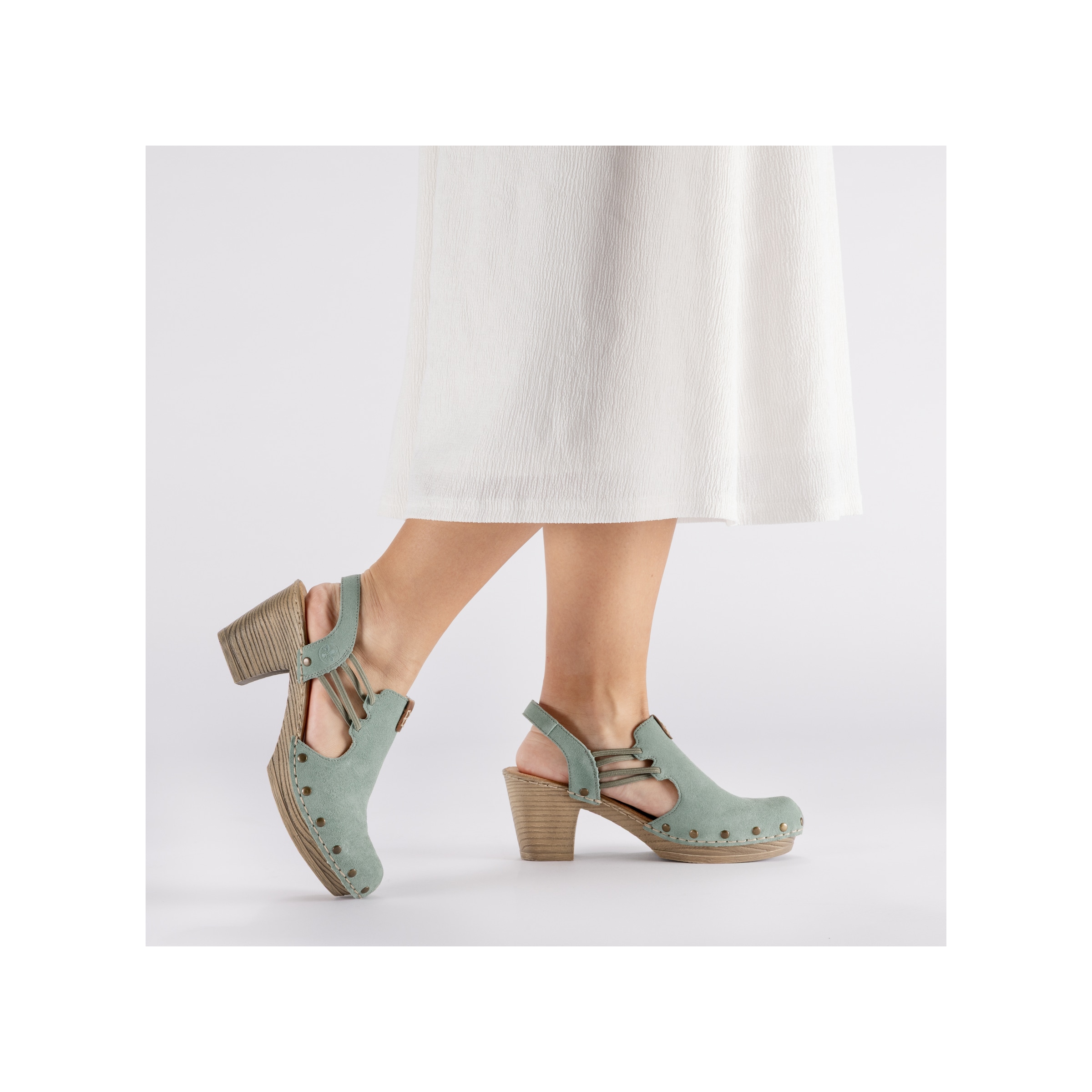 Rieker Clog  Sabot, Sandalette, Sommerschuh mit seitlichen Gummizügen