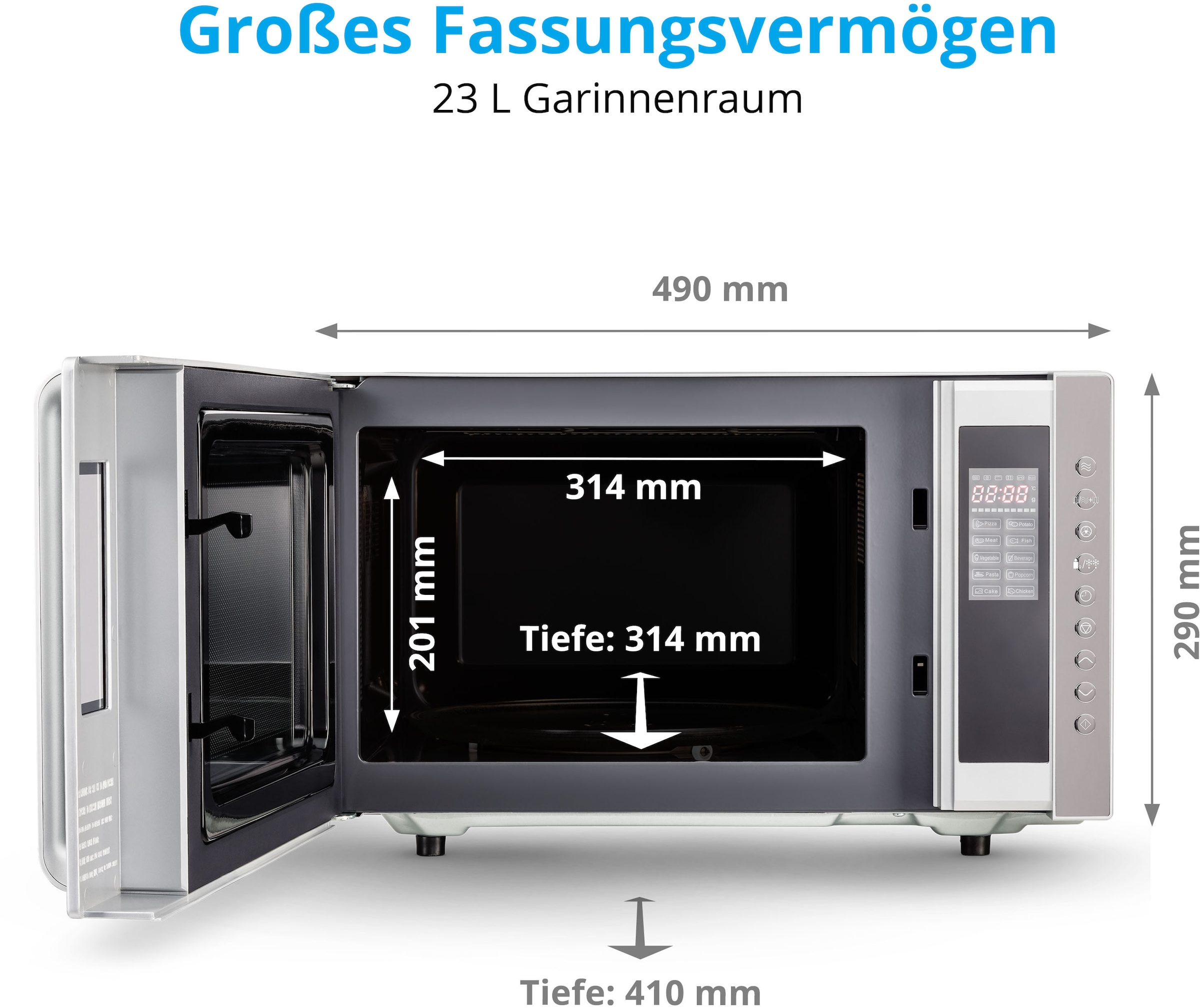 Medion® Mikrowelle »MD 17495 mit Grill und Heißluftfunktion, Timerfunktion, 23 L Kapazität«, Grill und Heißluft, 800 W, 5 Leistungsstufen, 10 Automatikprogramme, Auftaufunktion