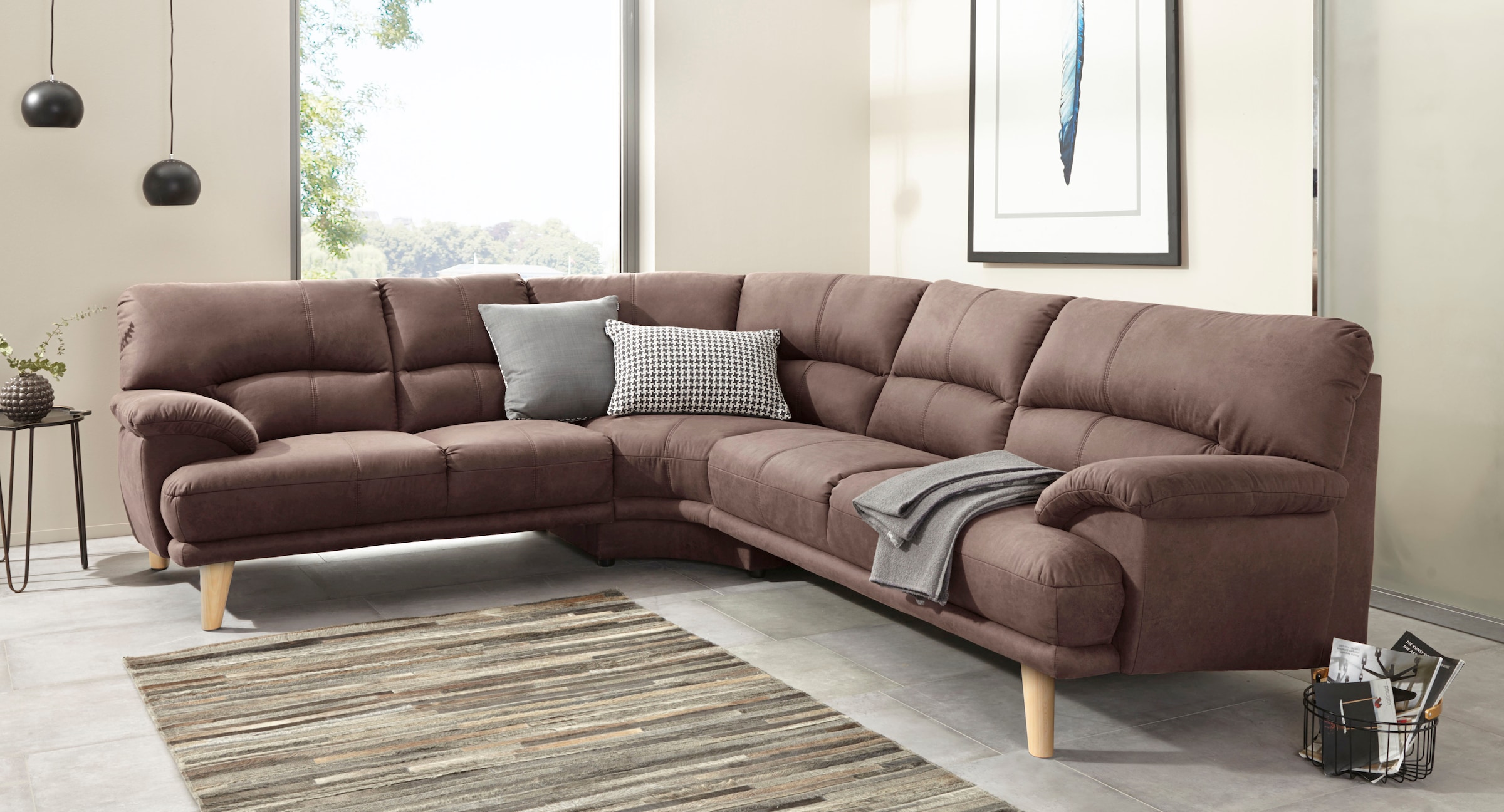 TRENDMANUFAKTUR Polsterecke »Cecilia, italienisches Designsprache, modern und komfortabel, L-Form,«, toller Sitzkomfort und bequeme Armlehnen