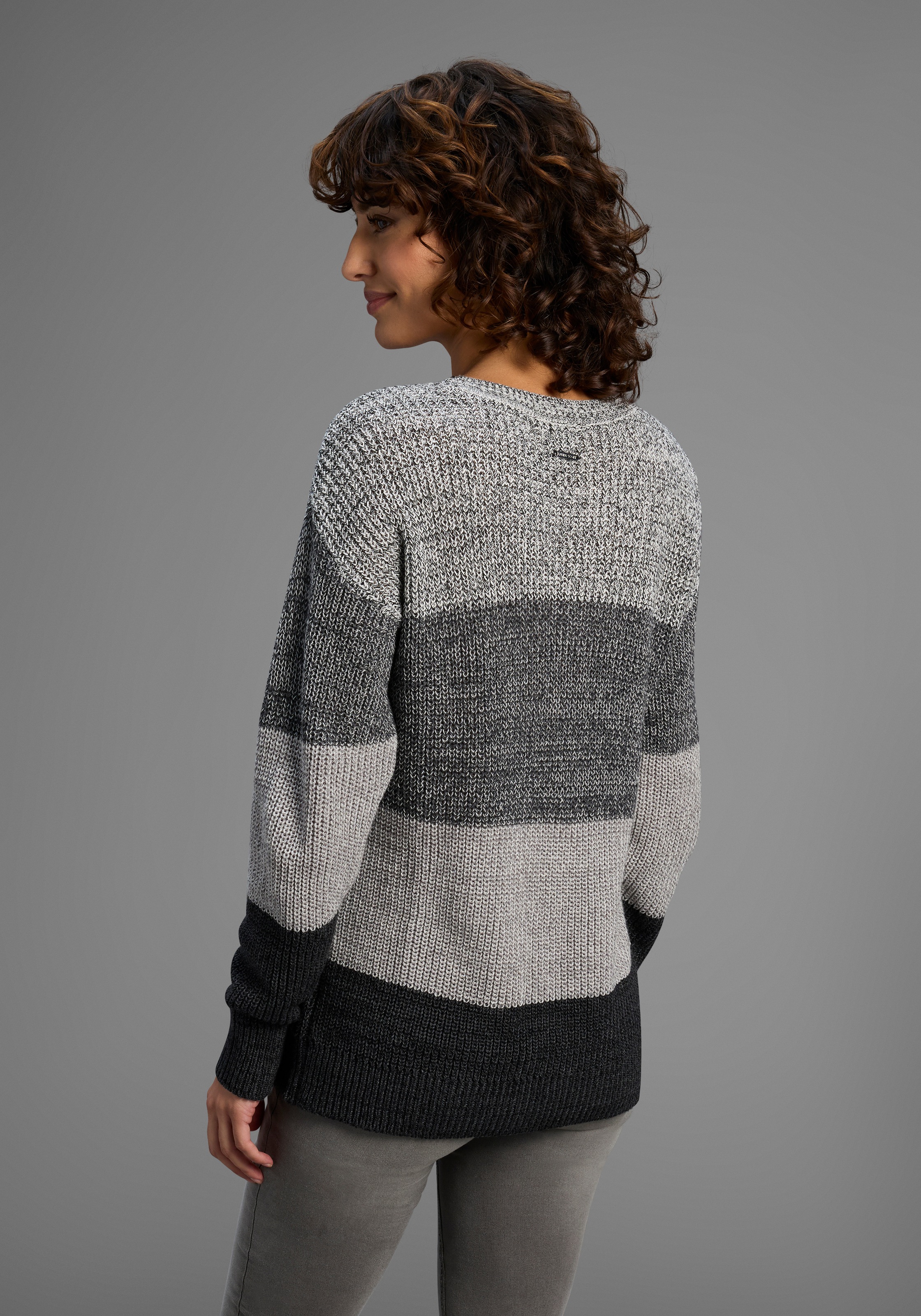 Laura Scott Streifenpullover, mit Melangeoptik und Rundhals-Ausschnitt - NEUE KOLLEKTION