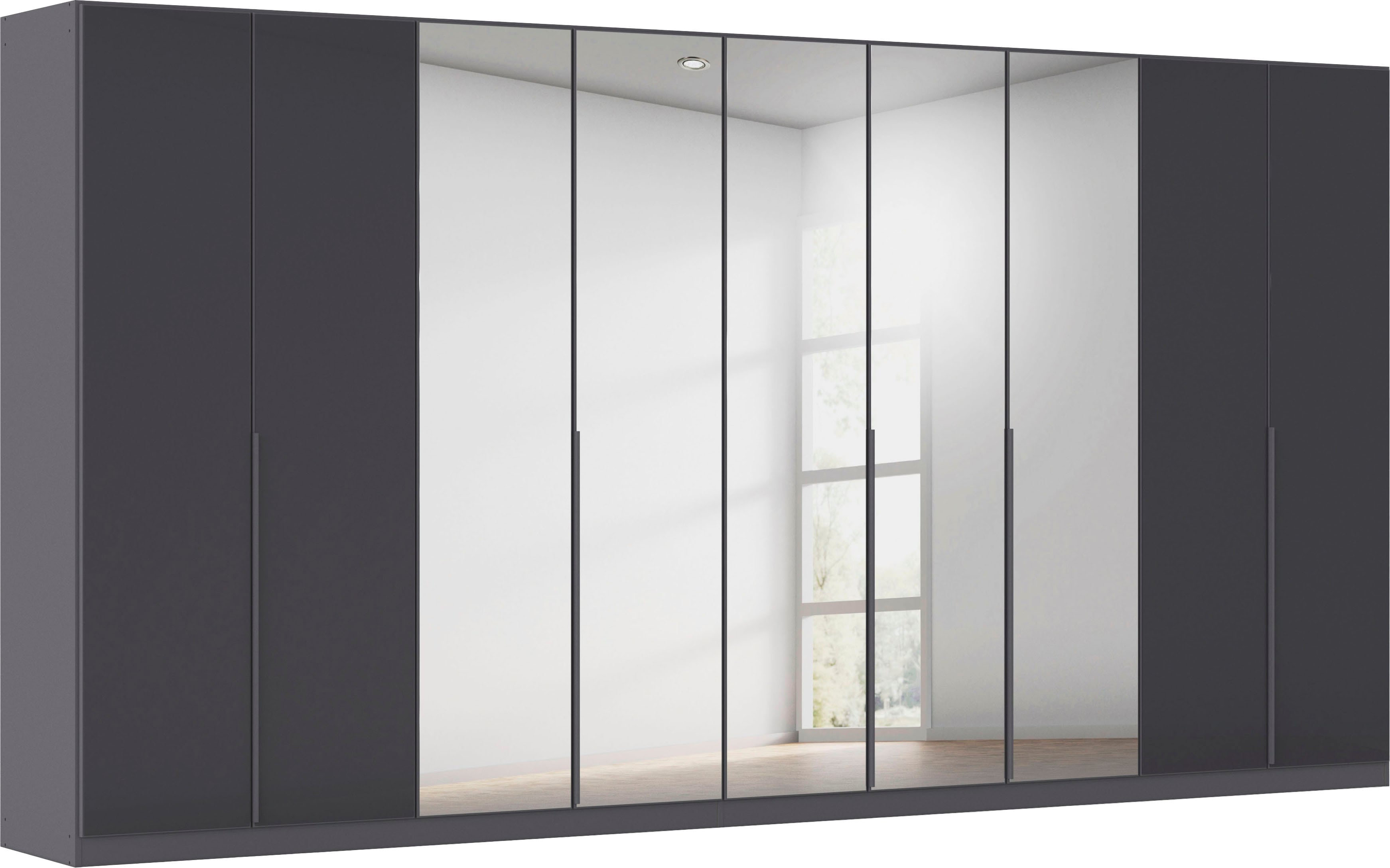 OTTO home Drehtürenschrank "Kleiderschrank Schrank Garderobe AGORDO mit Glasfront und Spiegel" in zwei Griff-Farben, Breiten 91-405 cm, durchdachte Innenausstattung, in 8 Breiten und 2 Höhen MADE IN GERMANY
