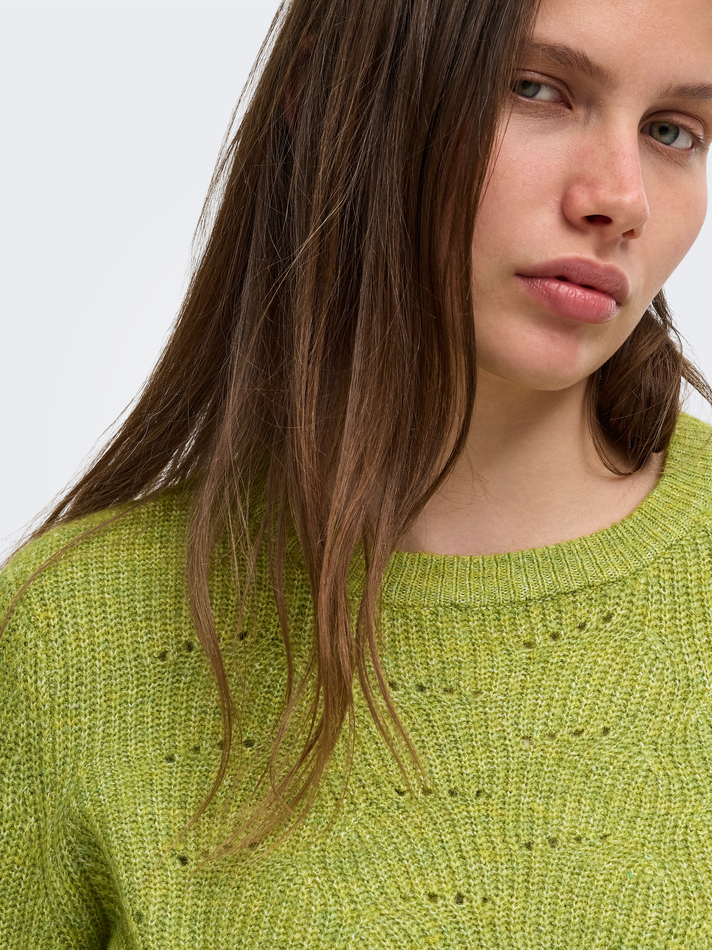 ONLY Rundhalspullover »ONLLOLLI L/S PULLOVER KNT NOOS« Materialmix