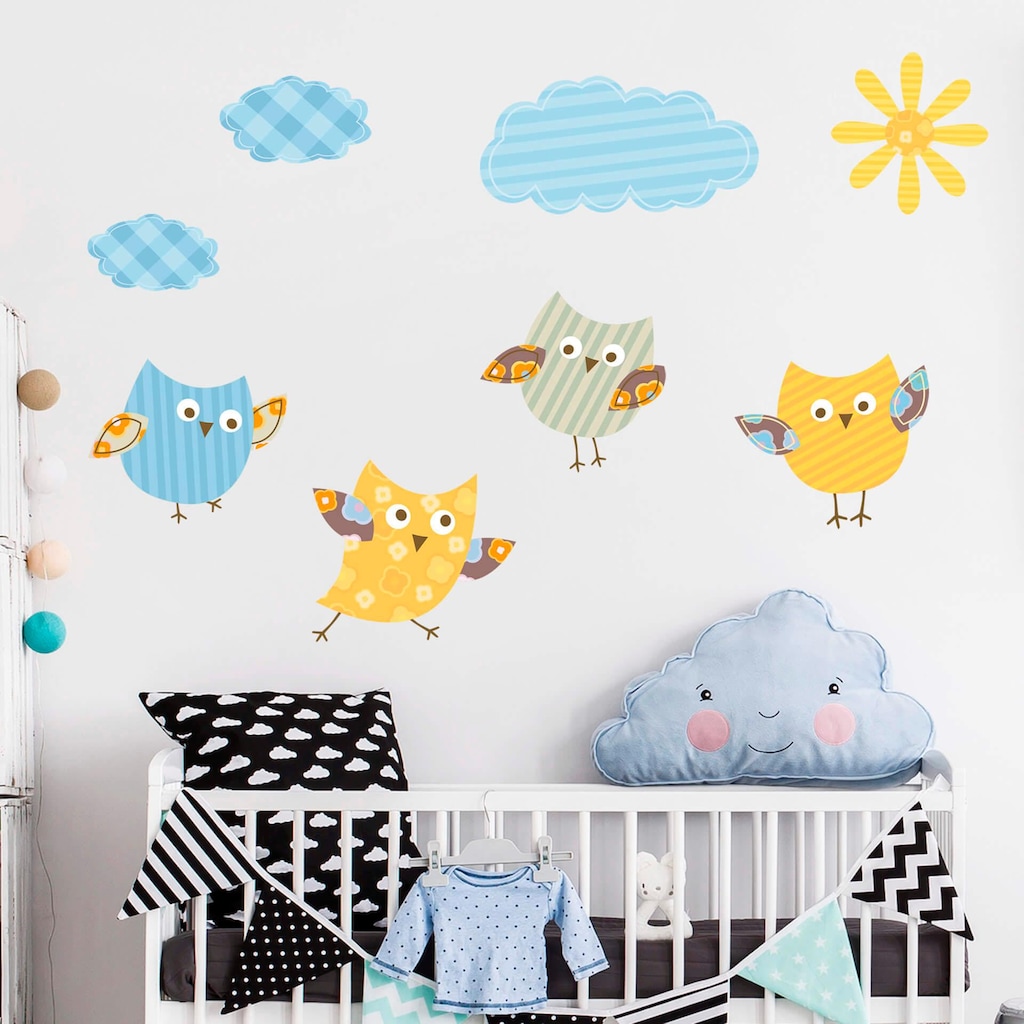 Wall-Art Wandtattoo »Kinderzimmer Eule Baby Vögel Set«