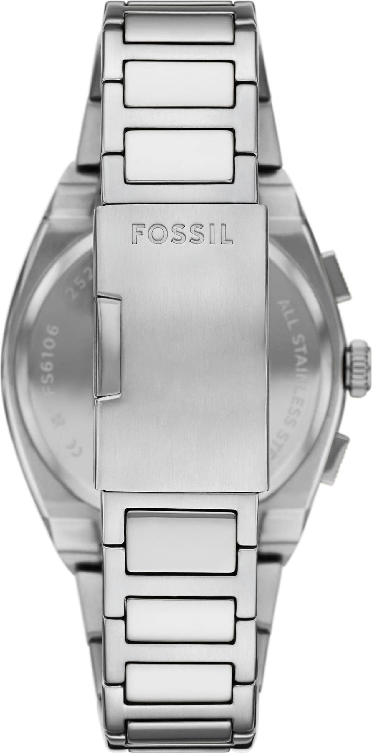 Fossil Chronograph »EVERETT«, Quarzuhr, Armbanduhr, Herrenuhr, Edelstahlarmband, analog