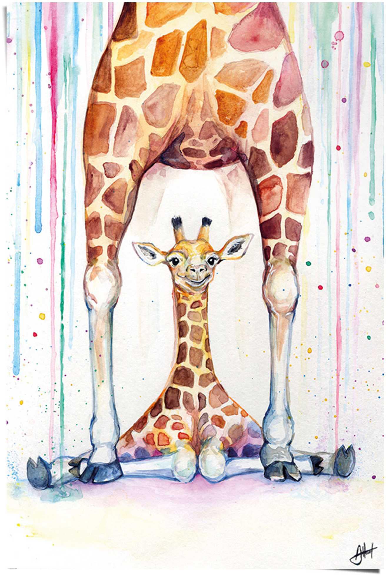 Poster »Giraffen Marc Allante - Farbenfroh - Babyzimmer«, (1 St.)