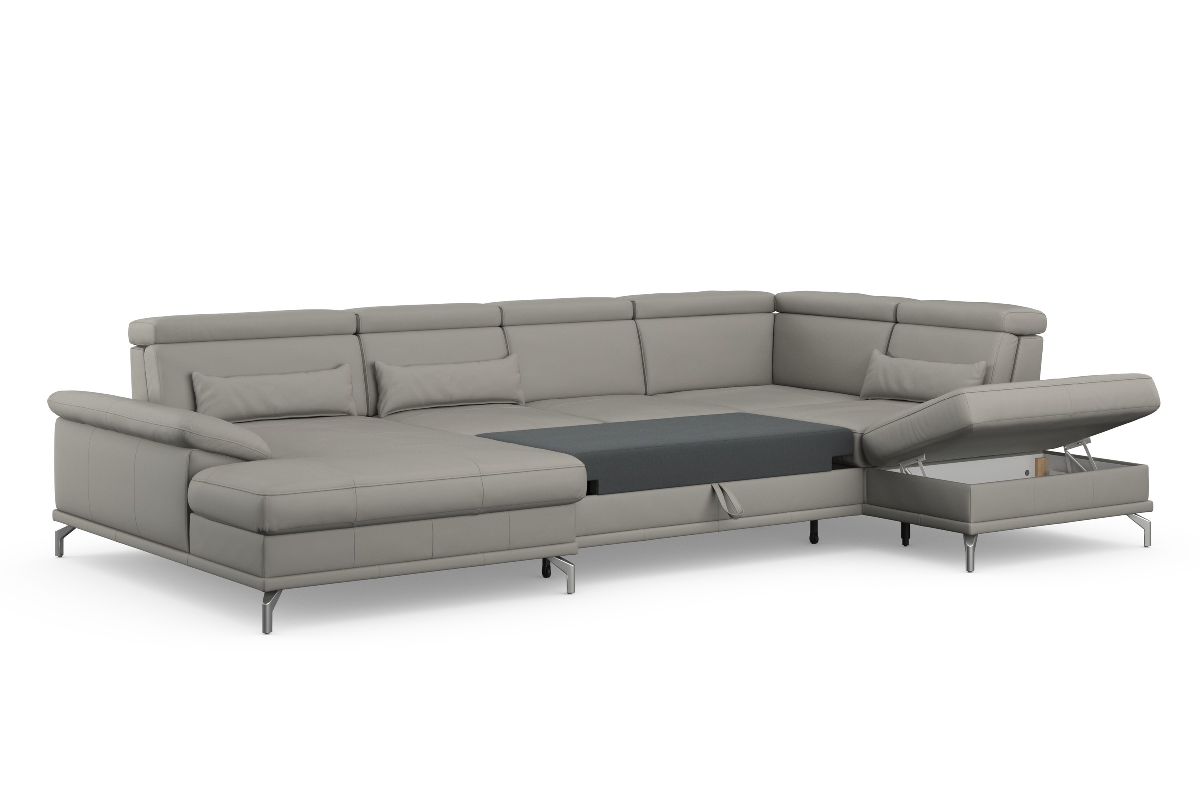 sit&more Wohnlandschaft »Cabrio U-Form, mit Sitztiefenverstellung, Arm- und Kopfteilverstellung«, 3 Nierenkissen, Federkern, optional Bettfunktion und Stauraum
