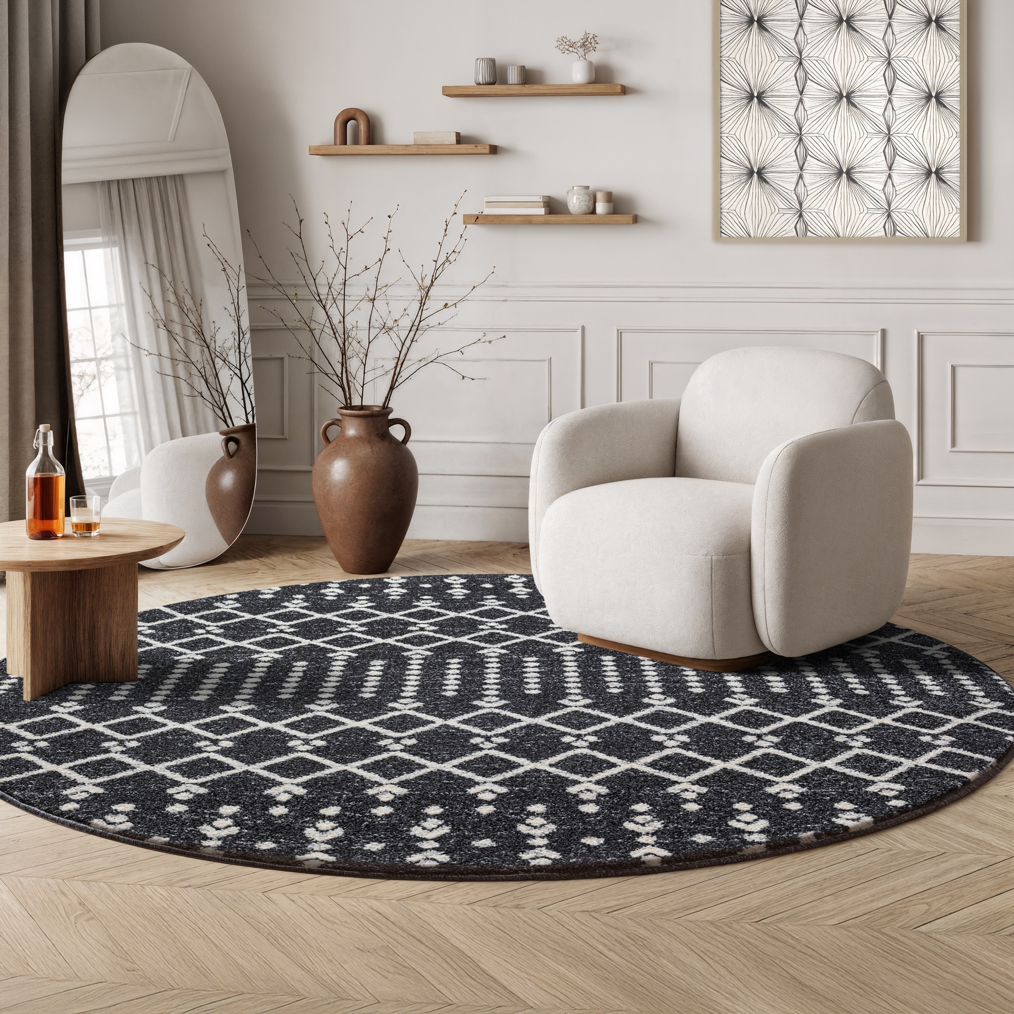 Sanat Teppich "Boho 8205" rund 10 mm Höhe Kurzflor, robust, Boho, Scandic, günstig online kaufen