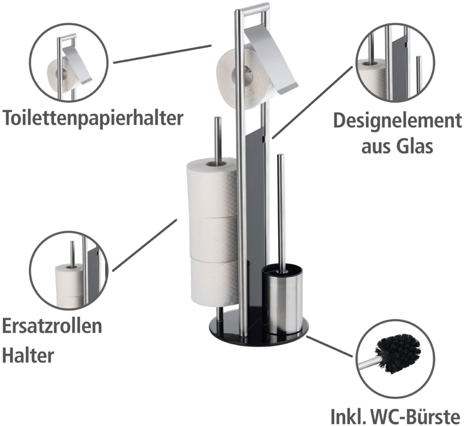 WENKO WC-Garnitur »Ravina« aus Edelstahl | Sicherheitsglas