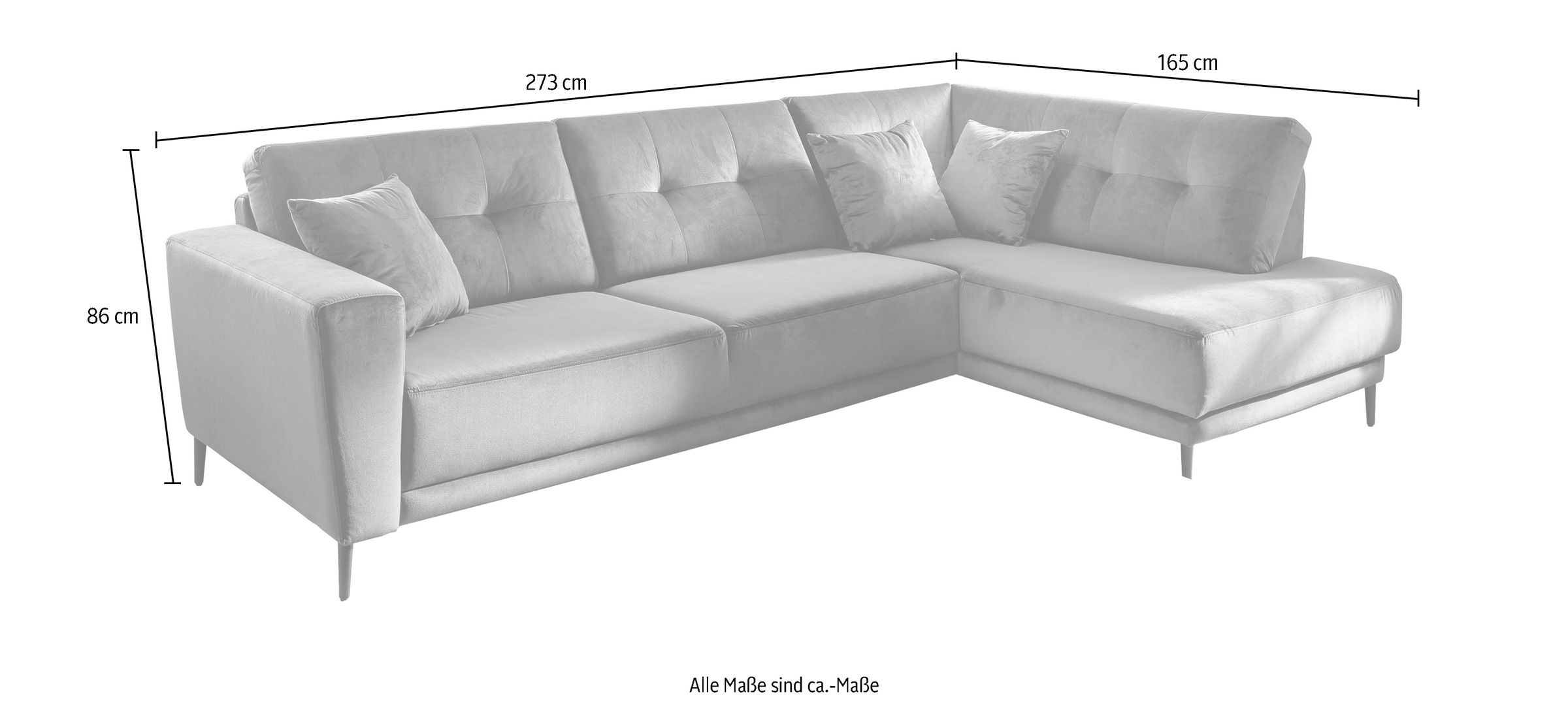Trends by HG Polsterecke »Barcelona L-Form«, mit Metallfuss, frei im Raum stellbar