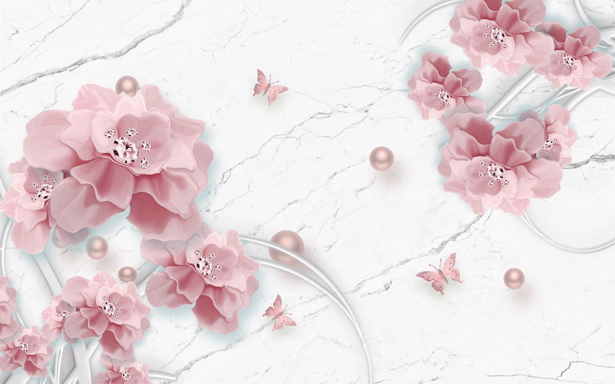 Papermoon Fototapete "Muster mit Blumen"