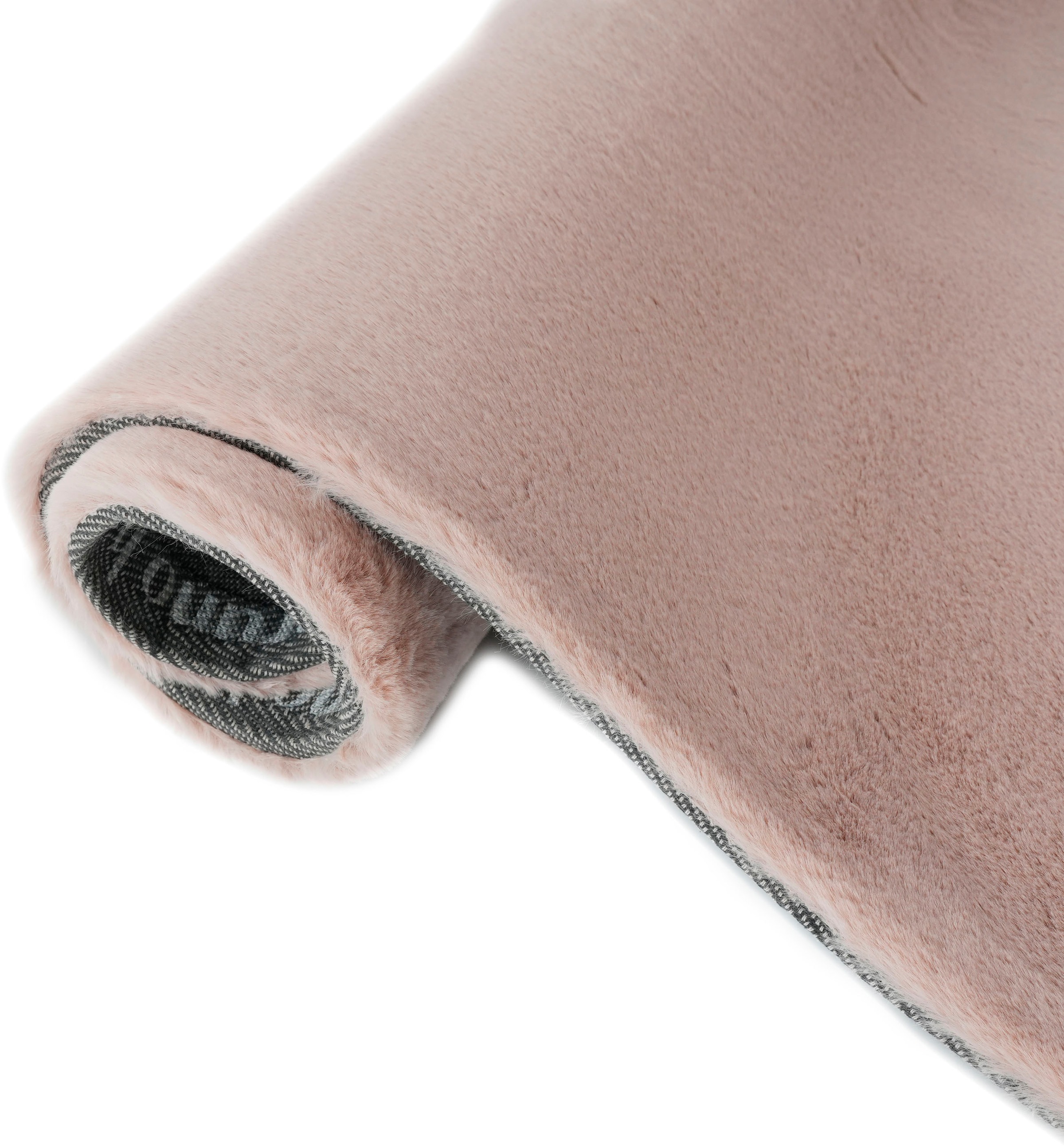 Bruno Banani Hochflor-Teppich »Rabbit 2 Bean, Kunstfell Teppich, Modern, besondere Form«, U-förmig, 25 mm Höhe, Kaninchenfell-Haptik, Microfaser, Wohnzimmer, Schlafzimmer, Esszimmer