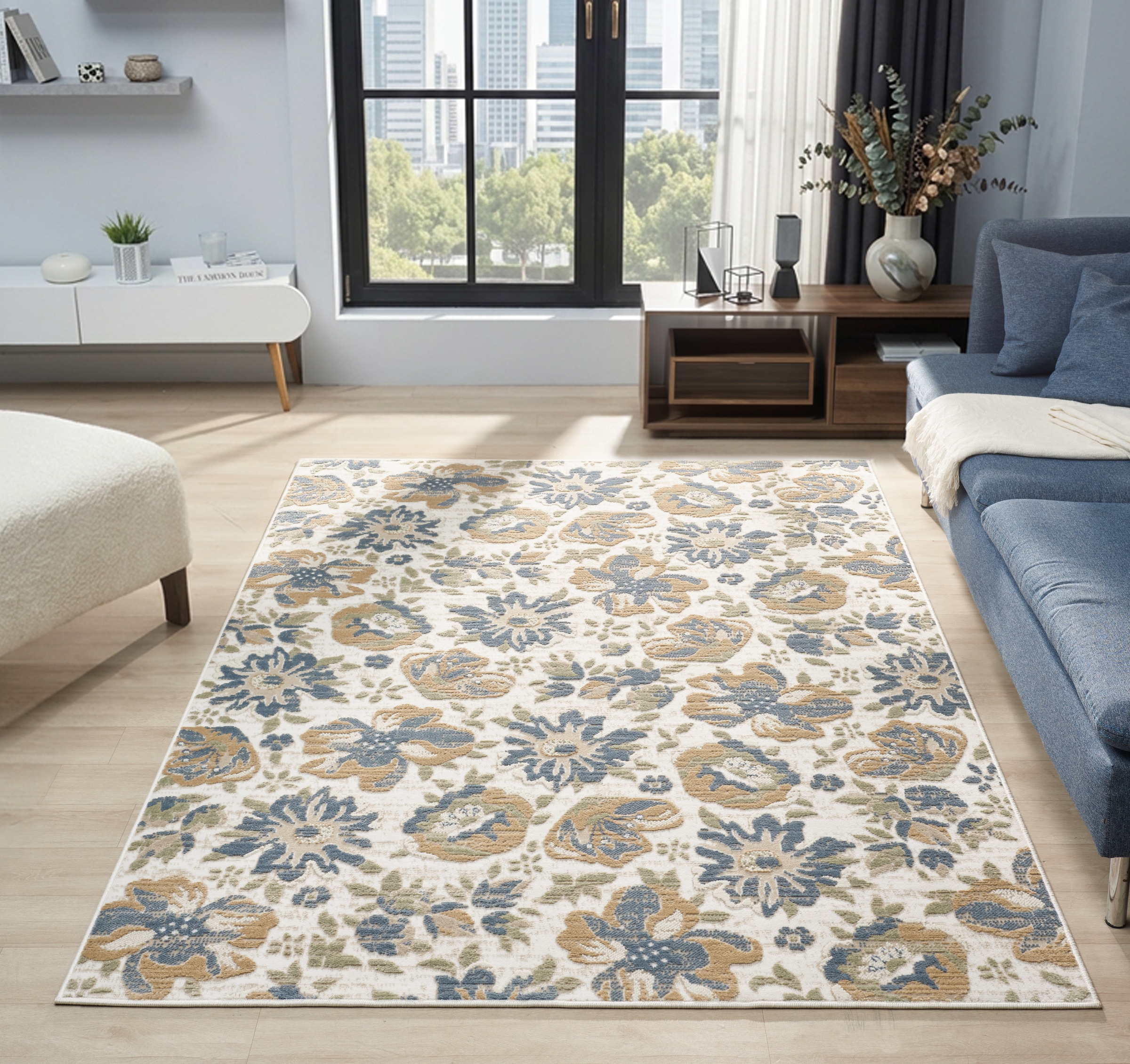OTTO home »Ellodie, Hoch-Tief-Struktur« rechteckig 7 mm Höhe Blumen, Floral, bunt, Wohnzimmer, Schlafzimmer, Esszimmer
