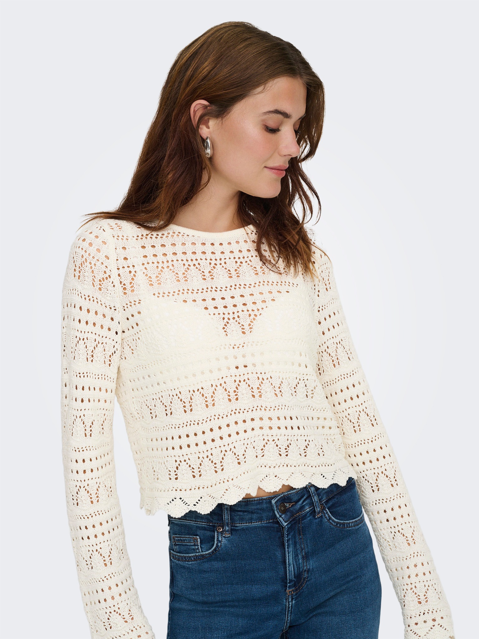 ONLY Strickpullover "ONLELKE LIFE LS PULLOVER KNT NOOS" Lochstickerei, verk günstig online kaufen