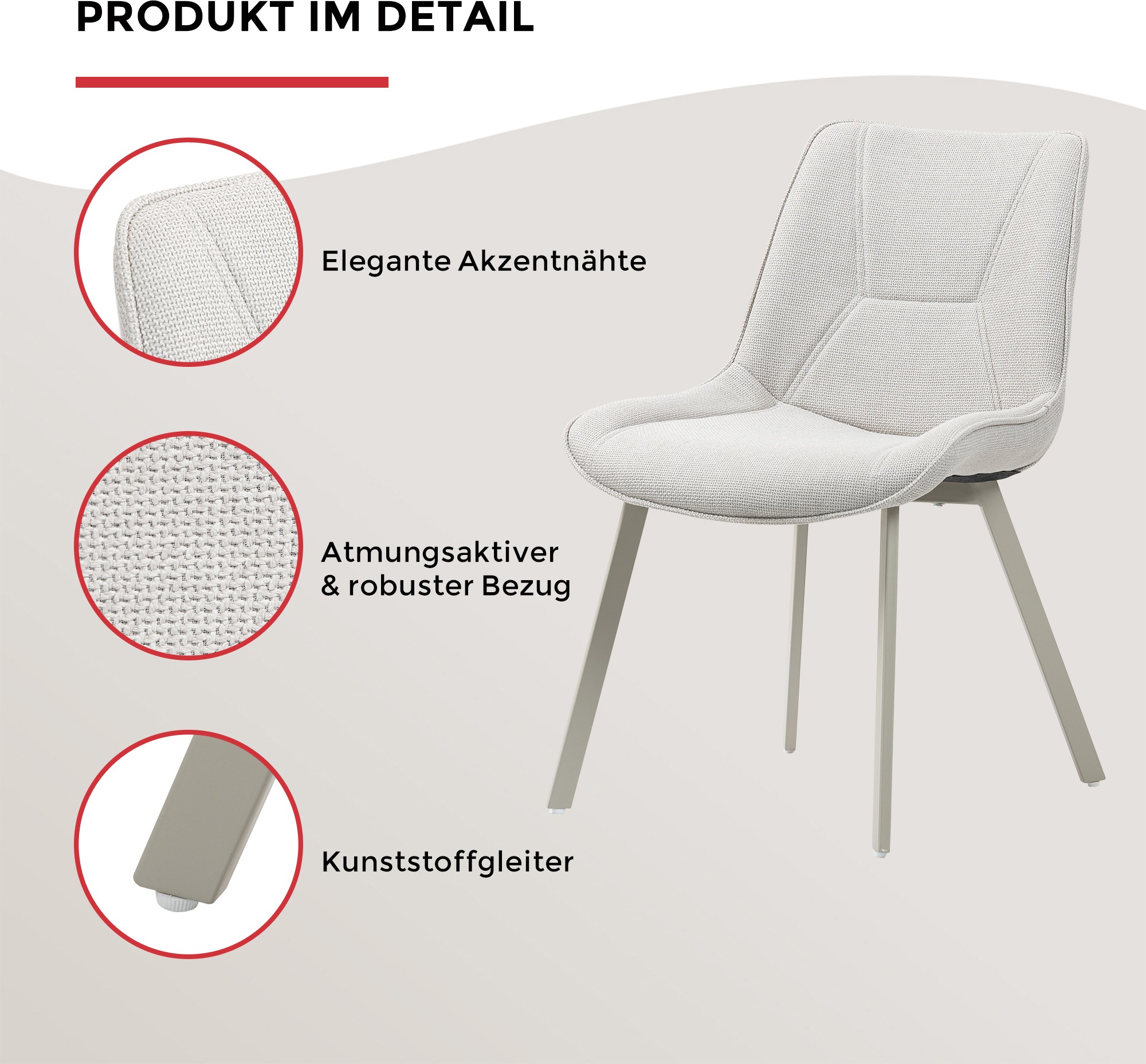 Duo Collection Esszimmerstuhl »Mila« (Set) 4 Stk.mit hellem Gestell in kaschmir Farbe