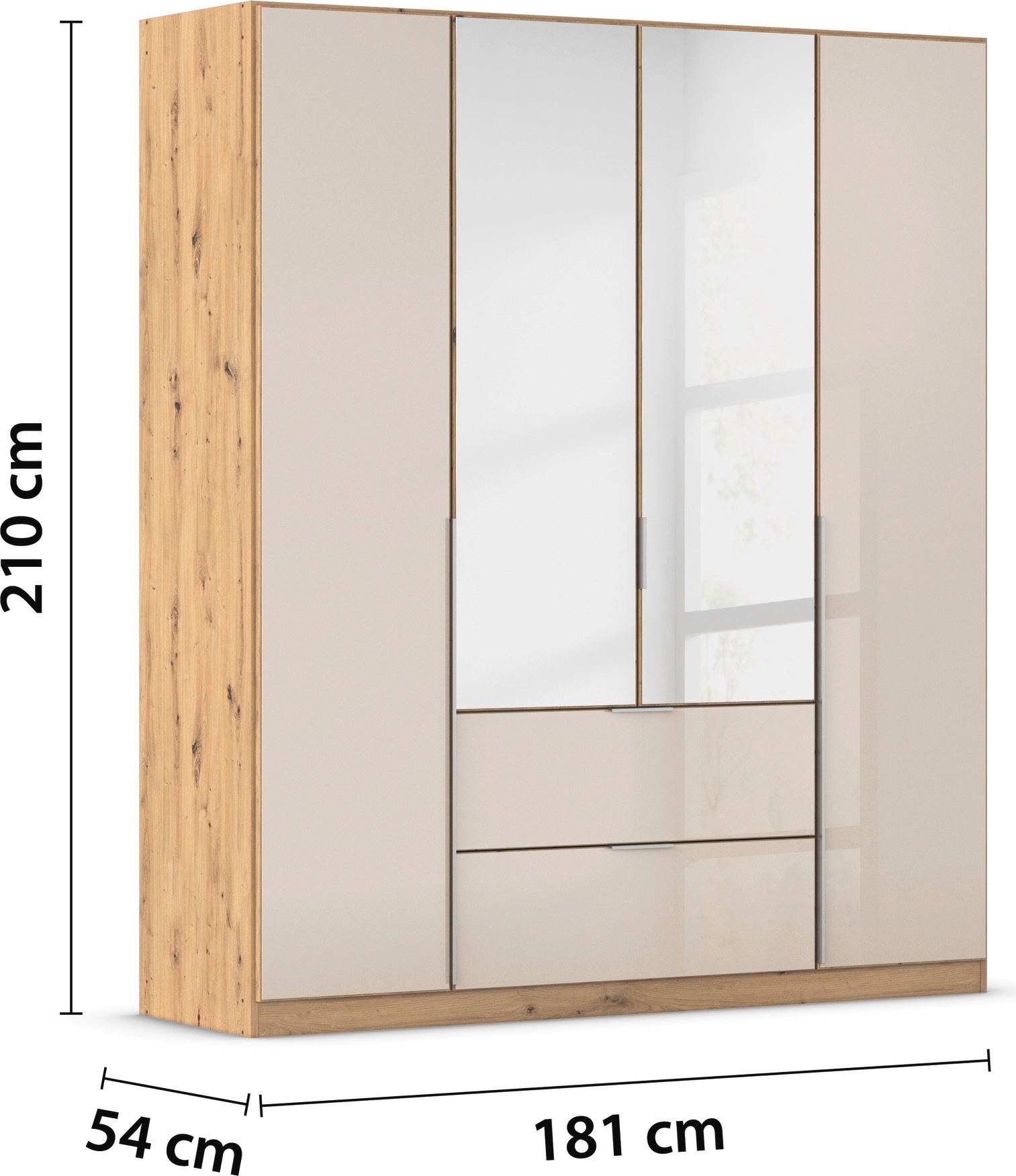 rauch Drehtürenschrank »Kleiderschrank Kleiderschränke Schrank Garderobe AGORDO mit Glasfront«, mit Außenschubkästen, in 6 Breiten und 2 Höhen MADE IN GERMANY