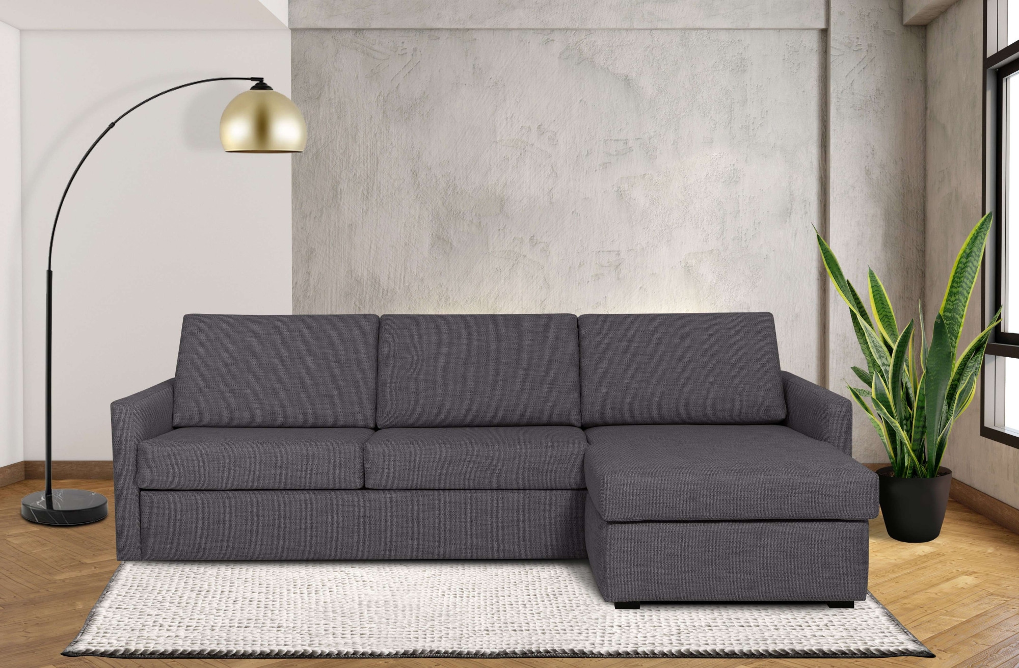Places of Style Schlafsofa »GOLDPOINT Ecksofa 264 cm, Liegefläche (140/200cm), L-Form,«, Bettfunktion, Bonell-Federkernmatratze und Dauerschläfer-Funktion
