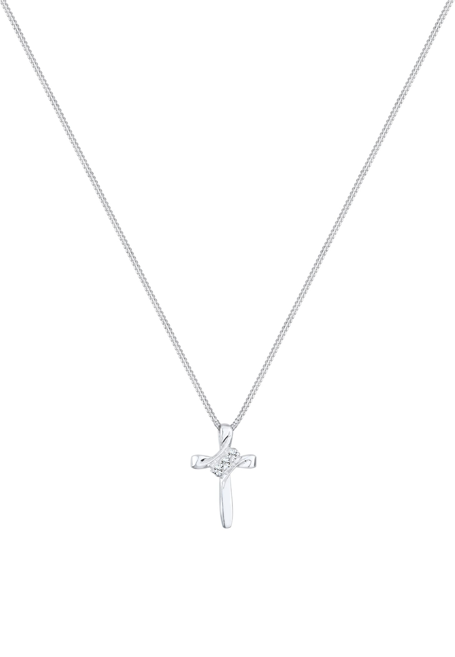 Elli Collierkettchen »Kreuz Modern mit Kristalle 925 Silber« SV9013