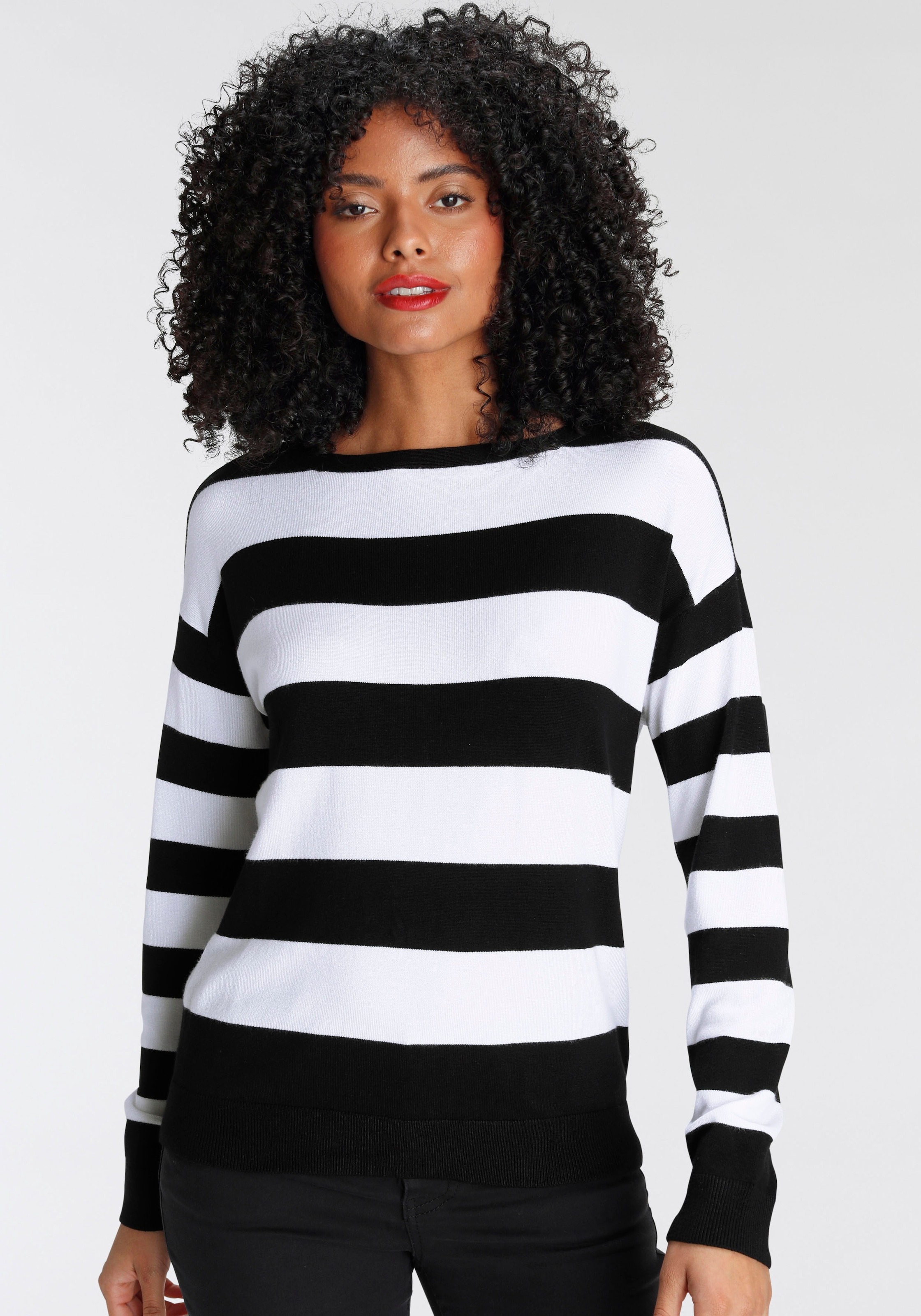 AJC Strickpullover mit Blockstreifen und Rundhalsausschnitt günstig online kaufen