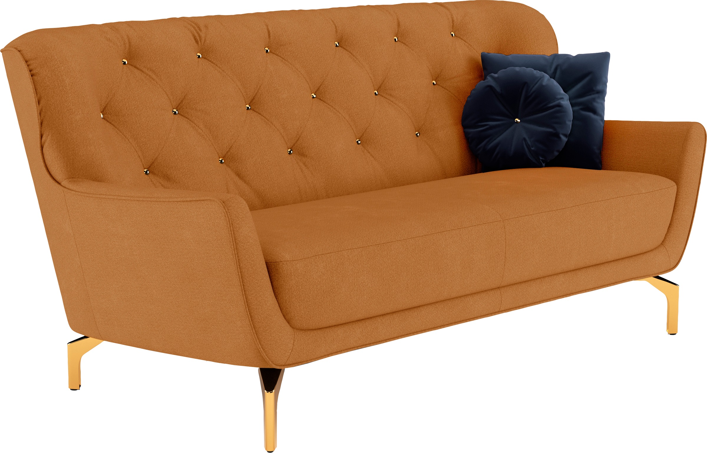 sit&more 3-Sitzer »Orient 3«, inkl. 2 Zierkissen mit Strass-Stein, goldfarbene Metallfüße