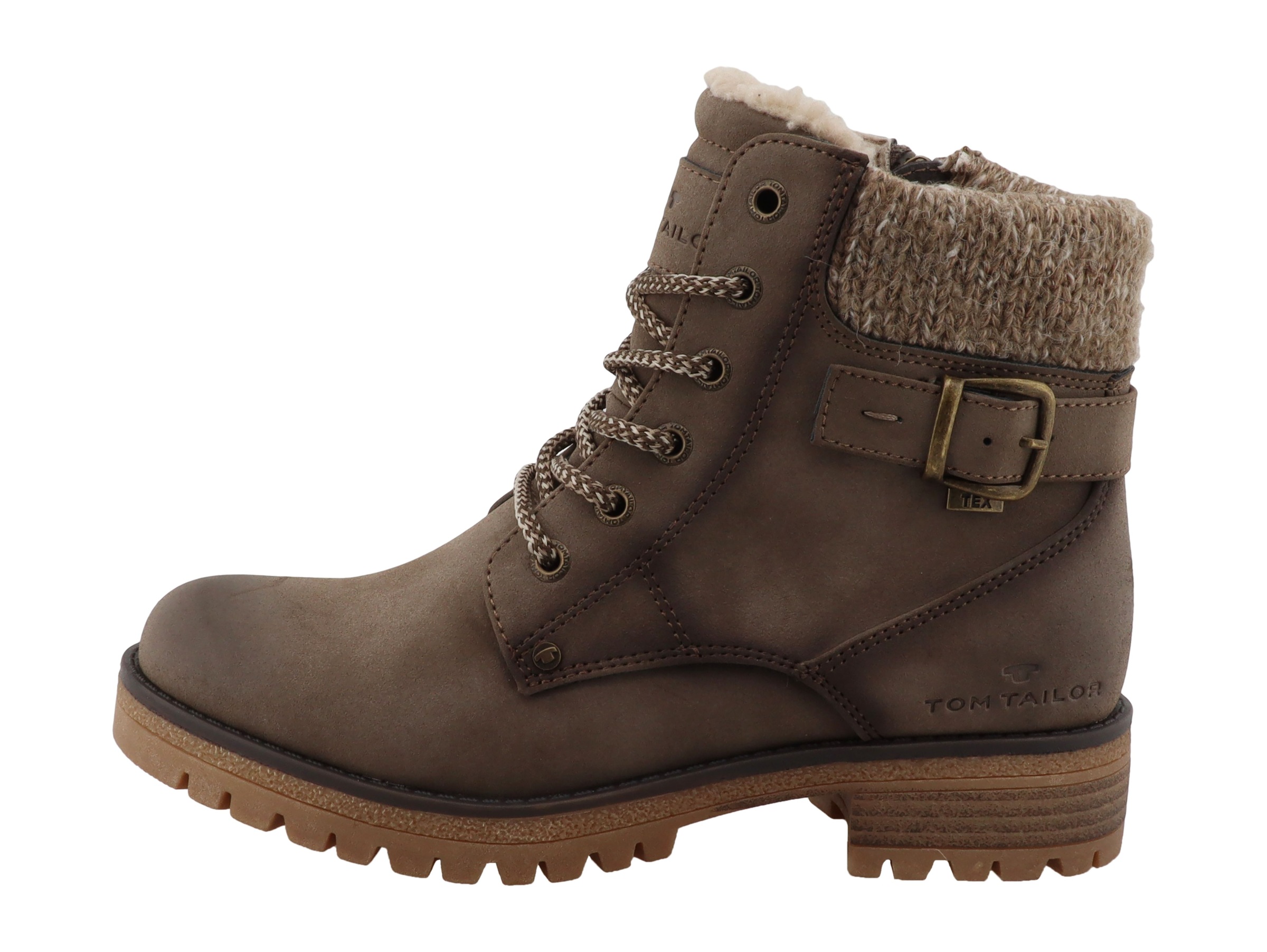 TOM TAILOR Winterstiefelette  Blockabsatz, Schnürboots mit modischem Strickkragen