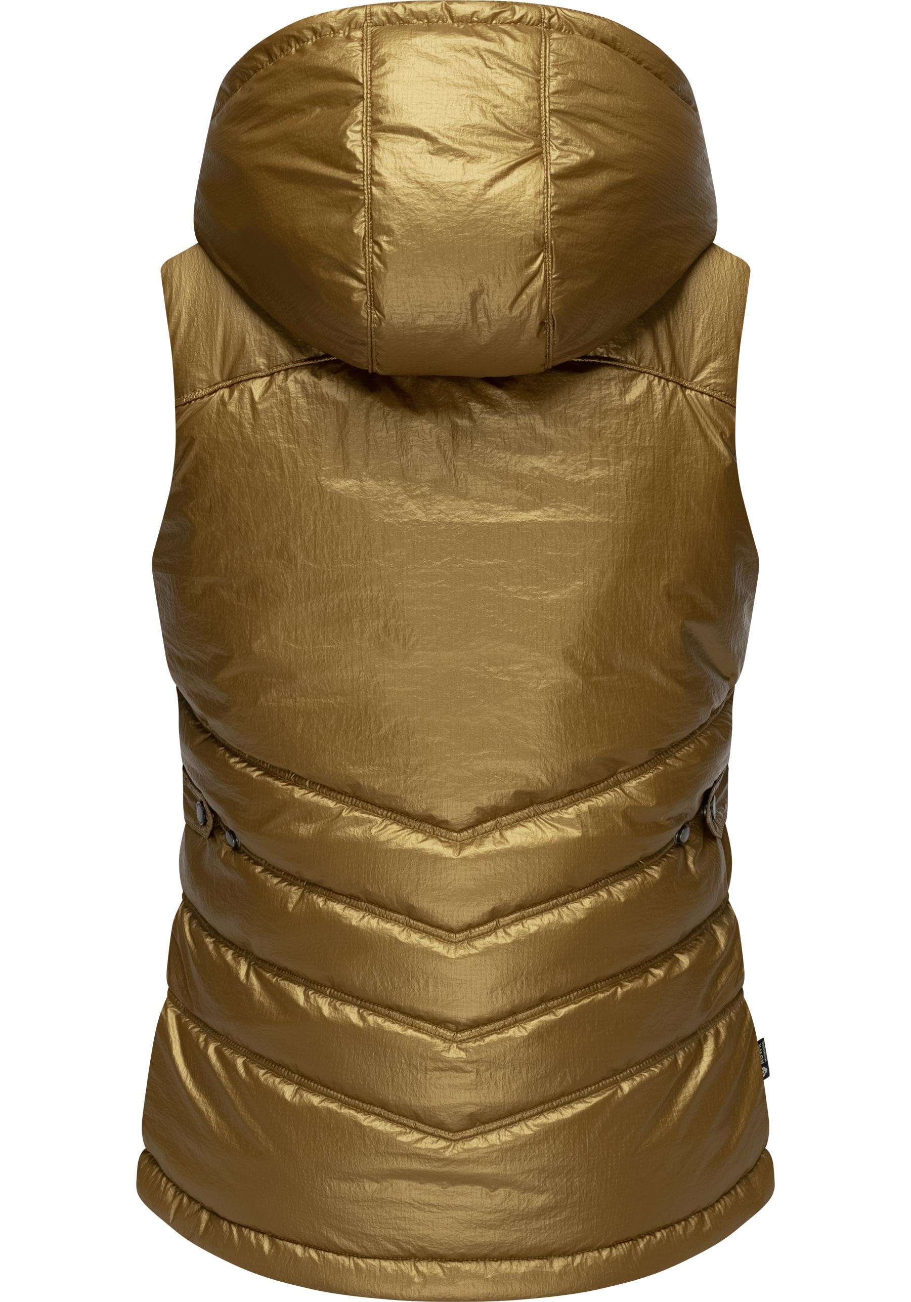 Ragwear Steppweste »Hesty Bling«, Wasserdichte Outdoor-Weste mit abnehmbarer Kapuze