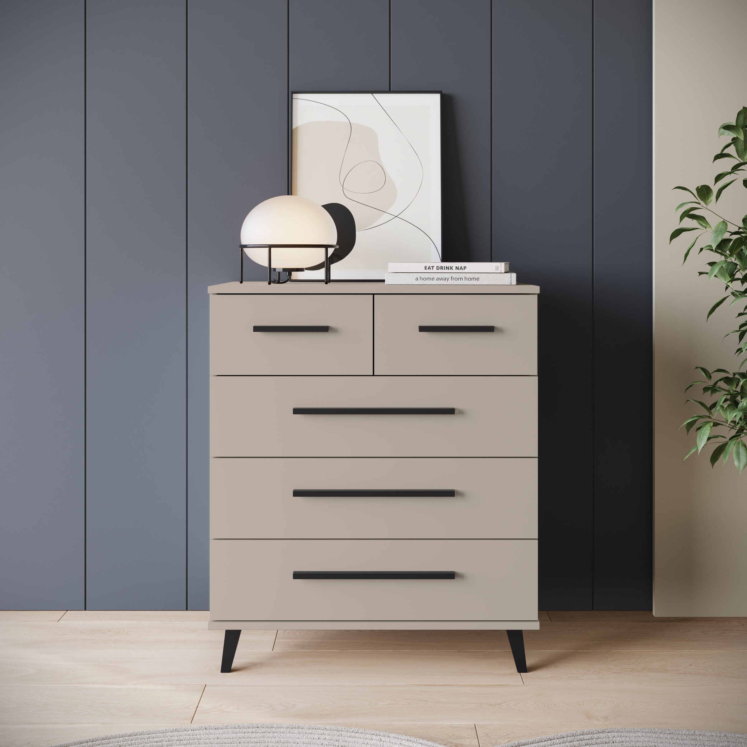 OTTO home Sideboard "Lagos, Kommode, 5 Schubladen, schwarze Griffe & Füße" günstig online kaufen
