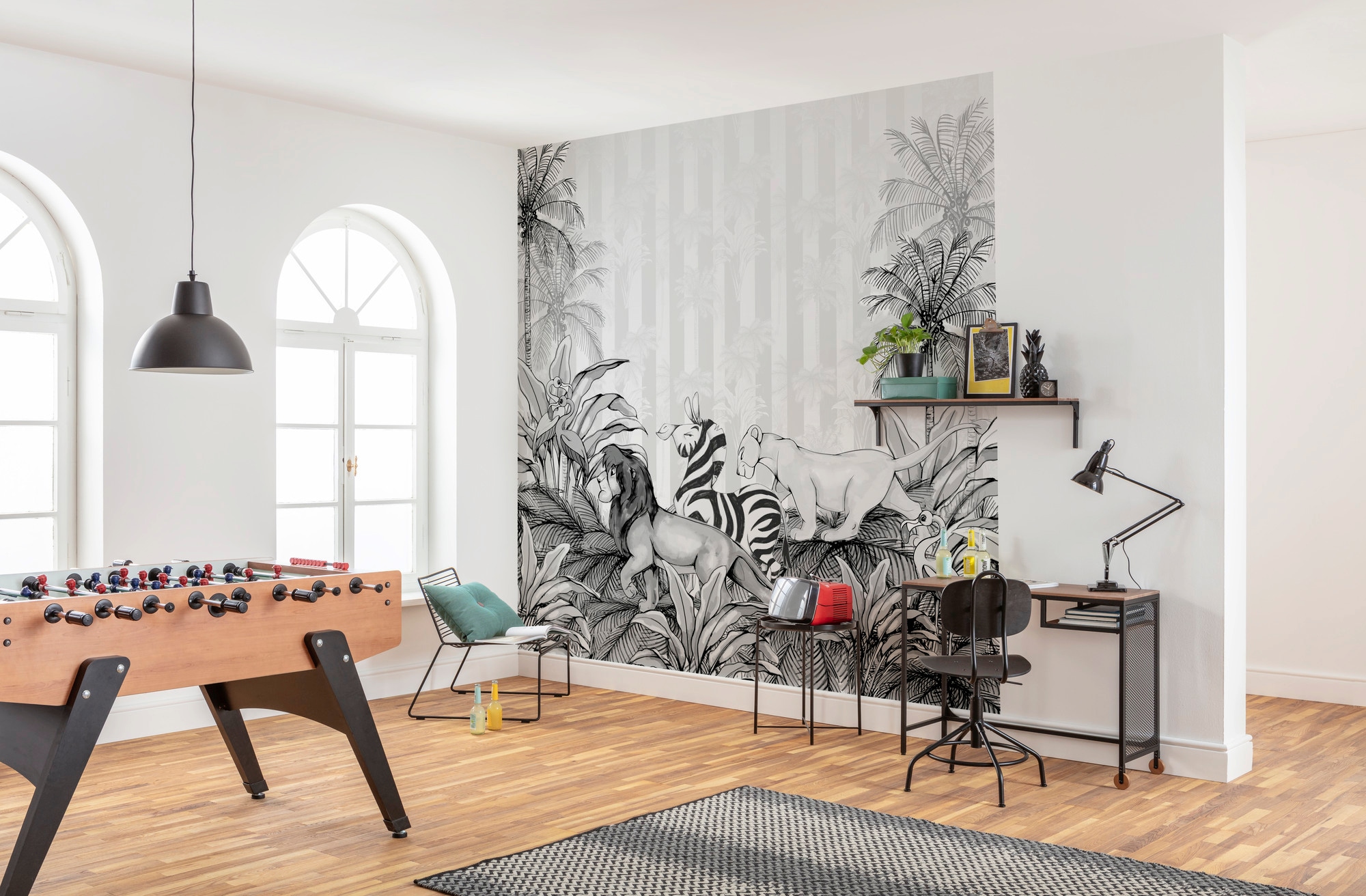 Komar Vliestapete »Digitaldruck Vlies - Lion King Monochrome - Größe 300 x 280 cm«, bedruckt, Kinderzimmer
