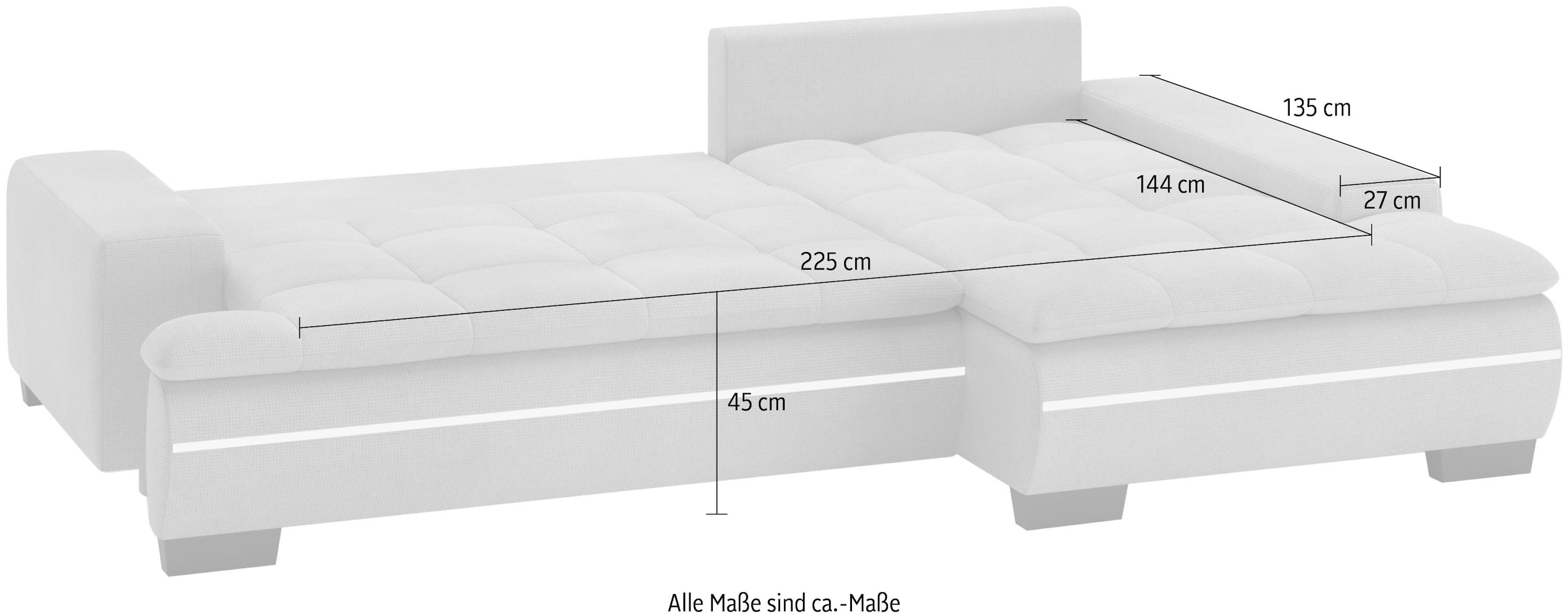 Mr. Couch Ecksofa »Haiti II, L-Form«, RGB-LED Beleuchtung, wahlweise mit Kaltschaum, Bett, Bettkasten