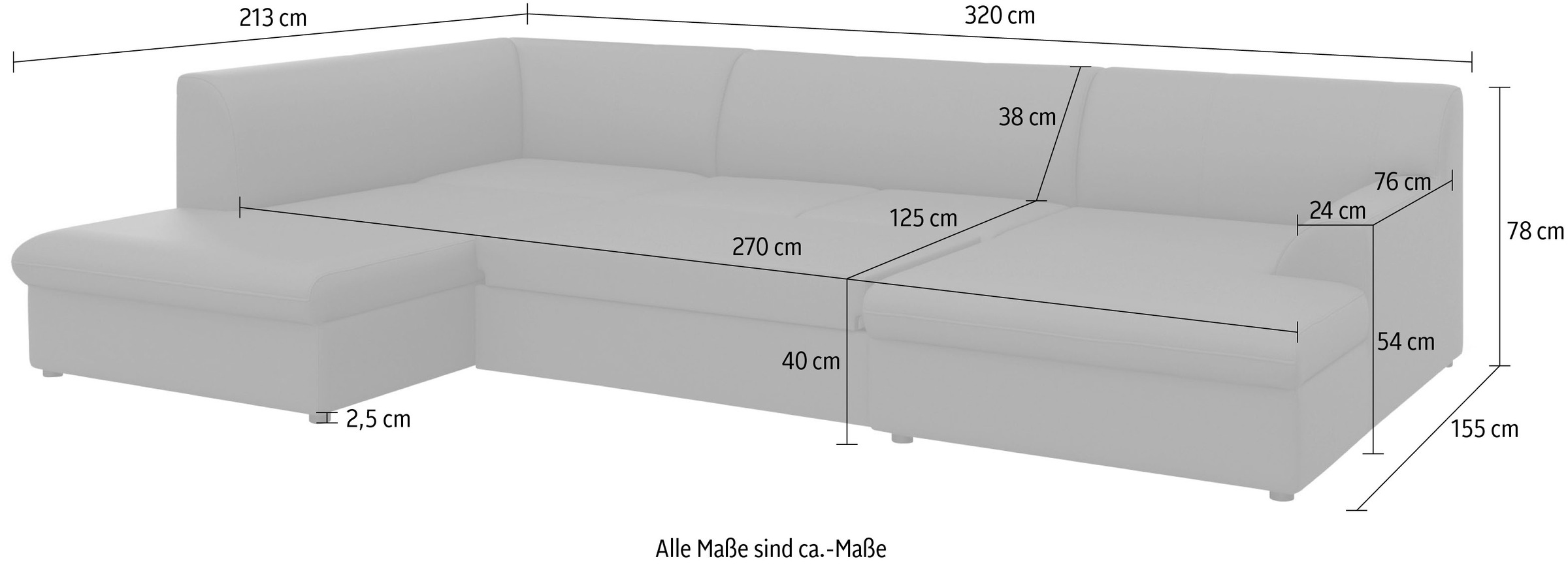 DOMO collection Wohnlandschaft »Topper, elegant und zeitlos, komfortabel, U-Form«, wahlweise mit Bettfunktion