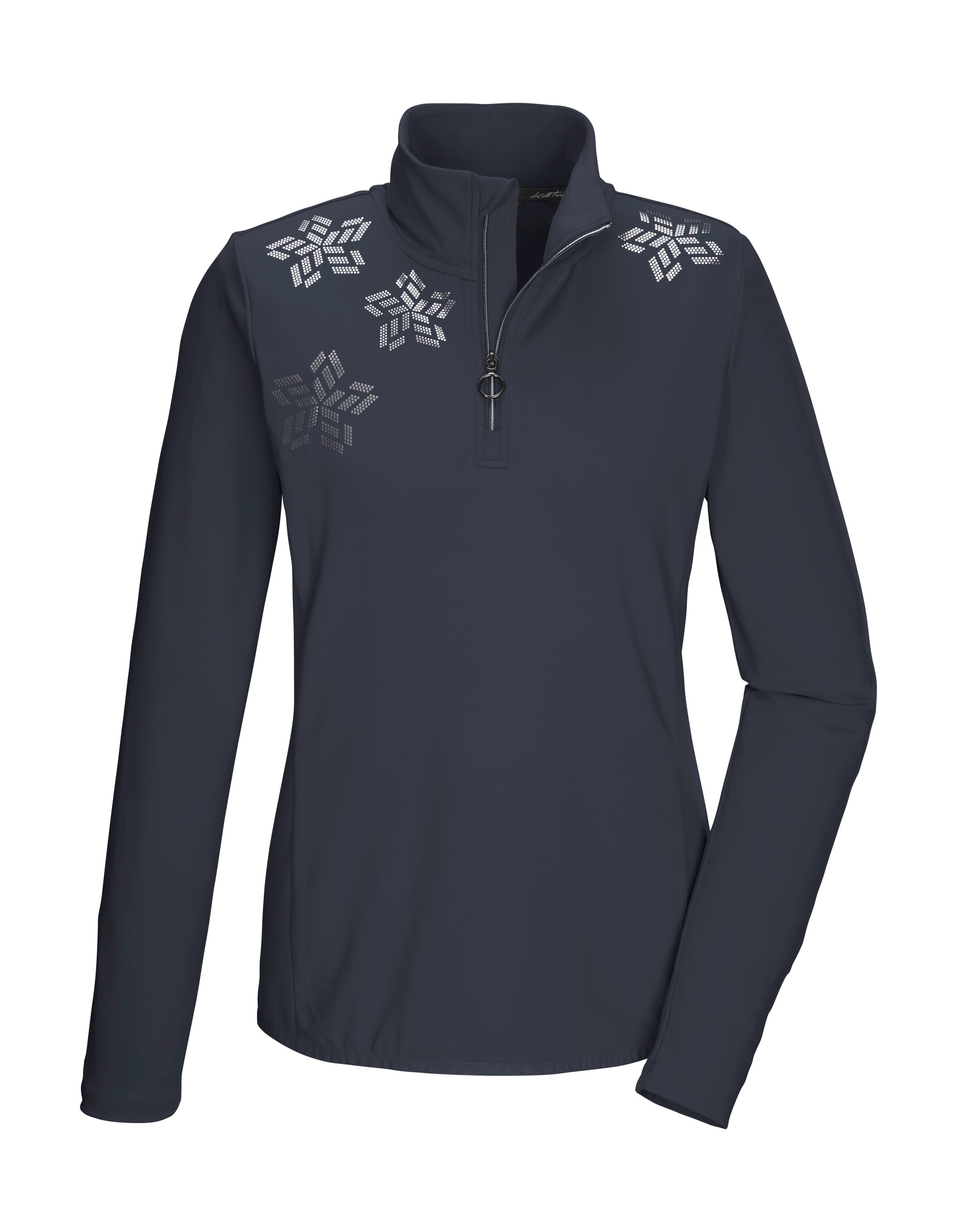 Killtec Langarmshirt "KSW 110 WMN LS SHRT" Damen Powerstretchshirt: atmungsaktiv, metallischer Print, Stehkragen
