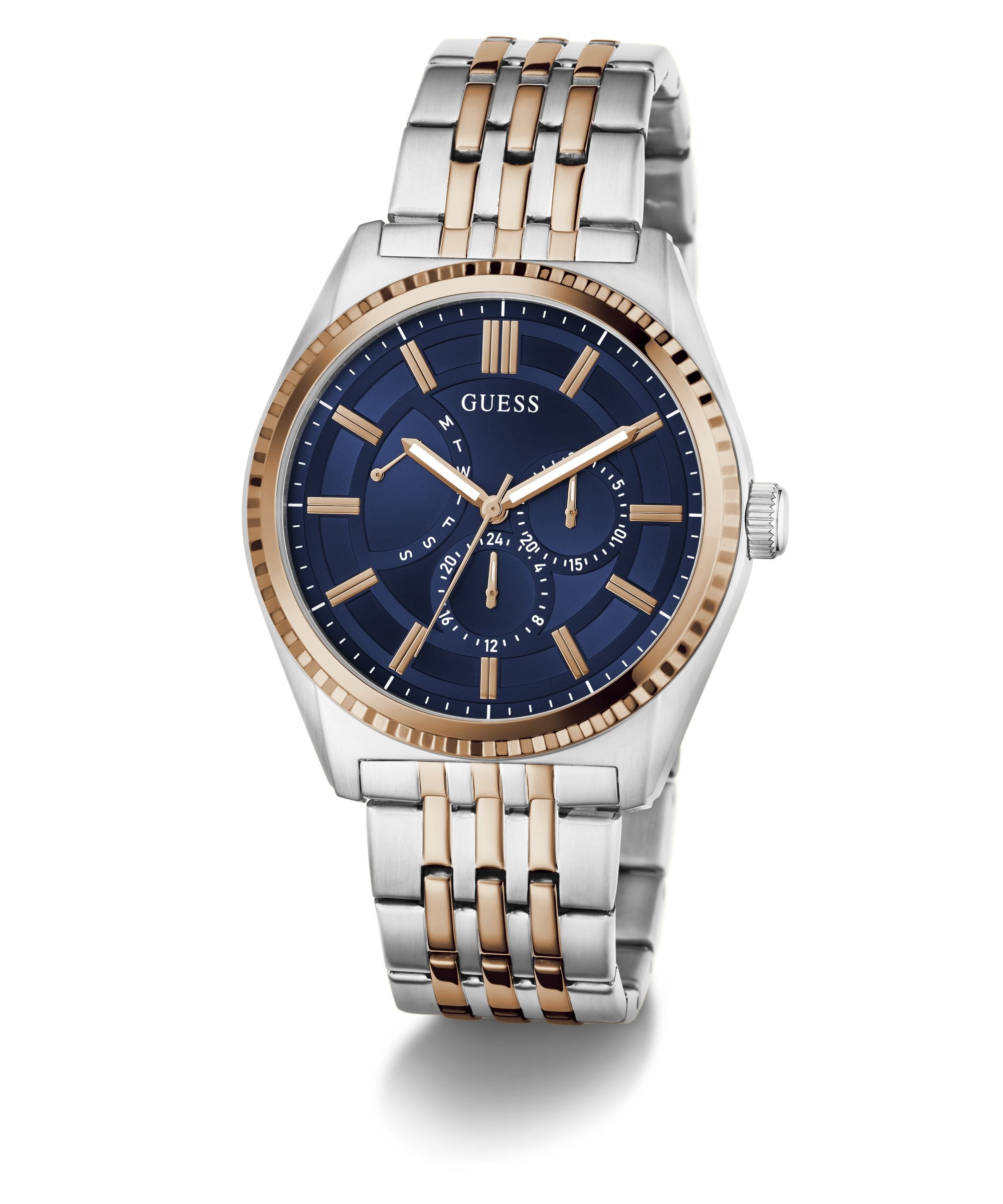 Guess Multifunktionsuhr »CAMDEN« Quarzuhr, Armbanduhr, Herrenuhr, Edelstahlarmband, analog, Wochentag