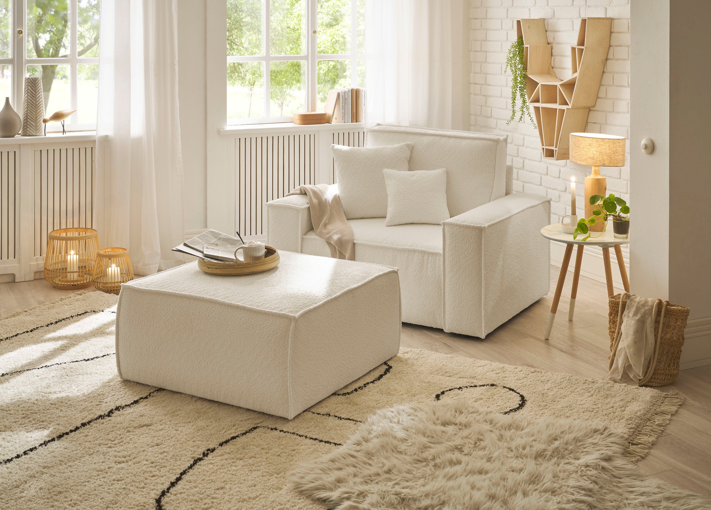 andas Loveseat »Finnley«, (2 St.), Loveseat und Hocker im Set, passend zur Polster-Serie Finnley