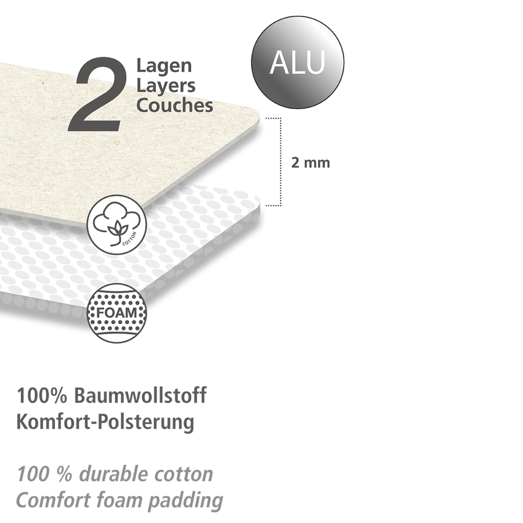 WENKO Bügelbrettbezug »Modell Alu« aluminiumbeschichtet, Schaumstoffpolsterung, Easy-Clip