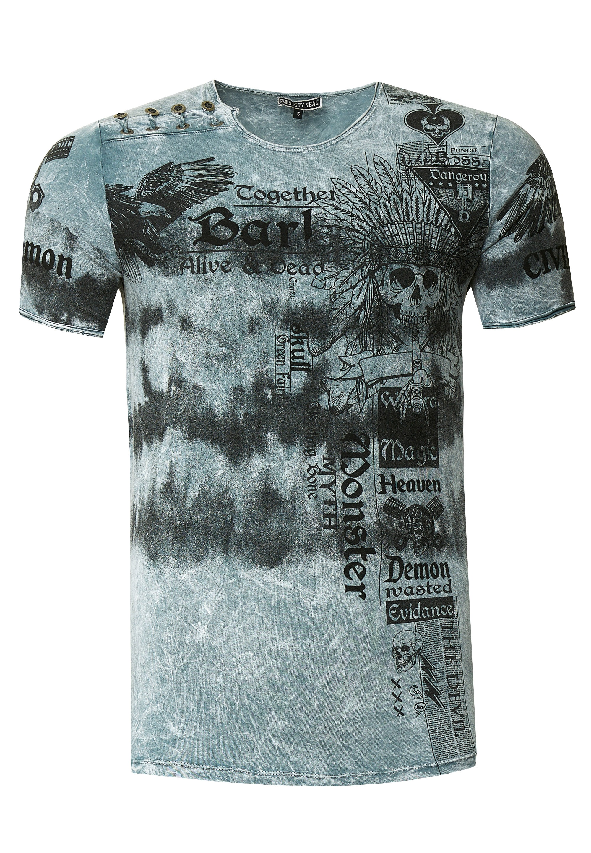 Rusty Neal T-Shirt, in lässiger Batik-Optik