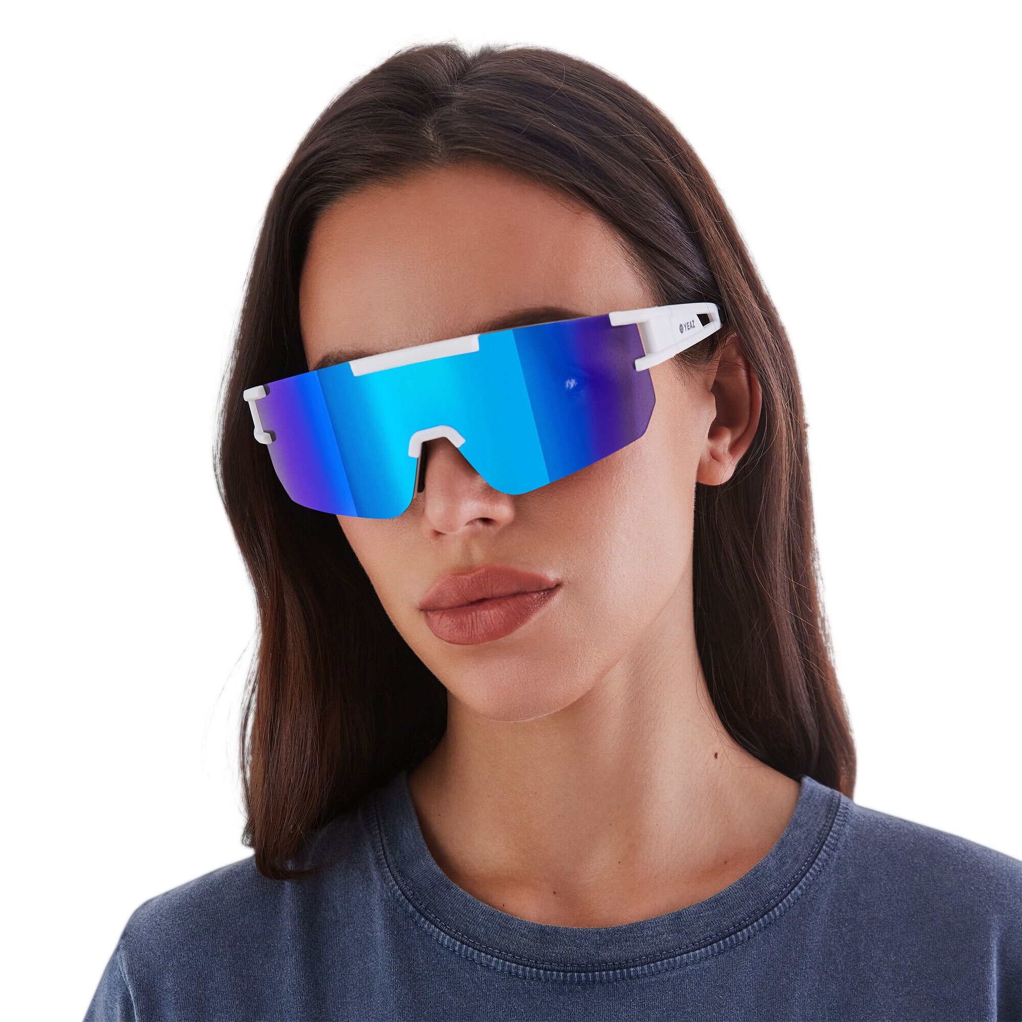 YEAZ Sportbrille »Sport-Sonnenbrille Bright White/Blue SUNSPARK«