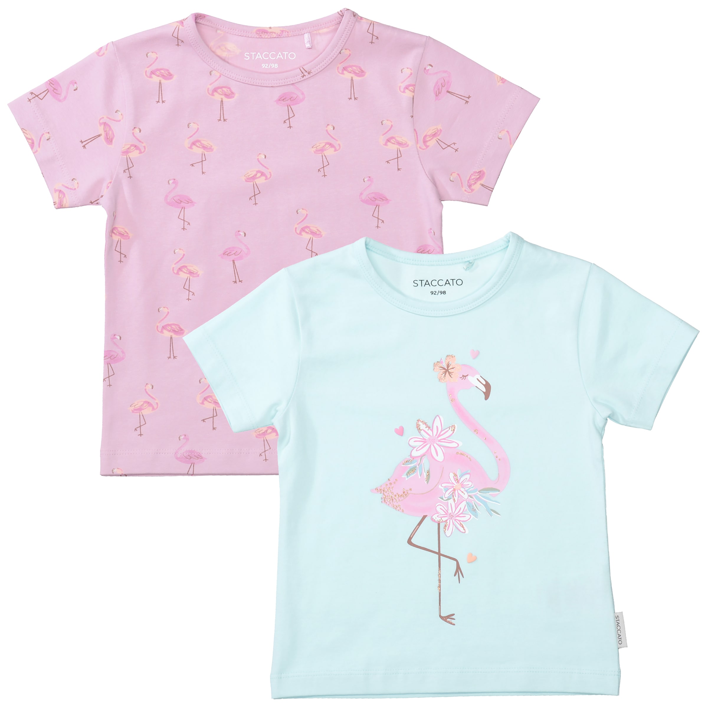STACCATO T-Shirt 2 tlg. 2er Pack mit Flamingo-Motiven, Allover-Druck, für Girls