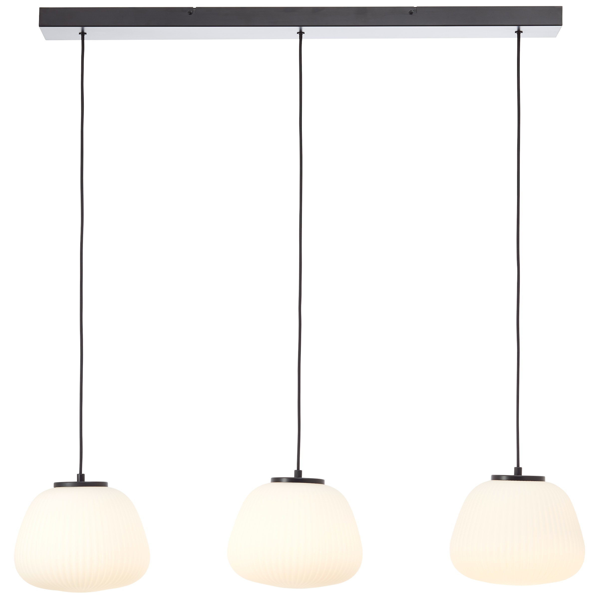 Brilliant Pendelleuchte »Kaizen«, 3 flammig, Leuchtmittel E27 | ohne Leuchtmittel, 176 x 105 x 25 cm, 3 x E27, kürzbar, Riffelglas, weiß/schwarz