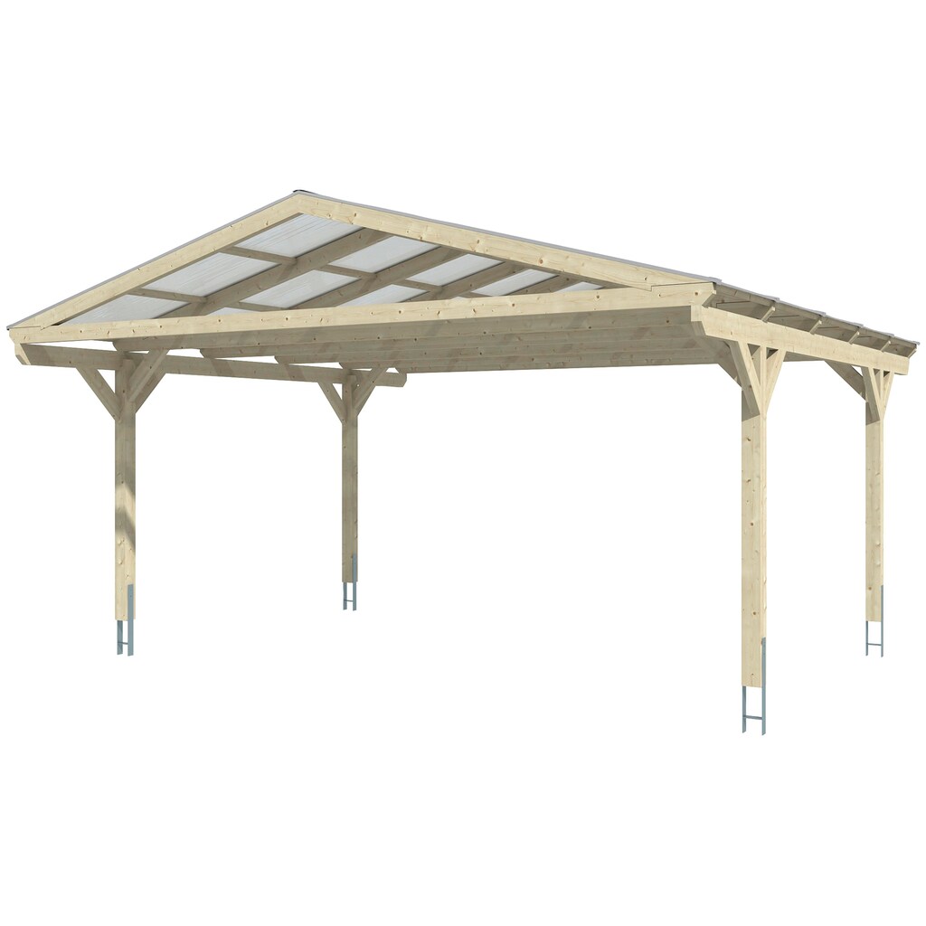 Skanholz Doppelcarport »Westerwald«, Leimholz-Nordisches Fichtenholz, 534 cm, hellbraun