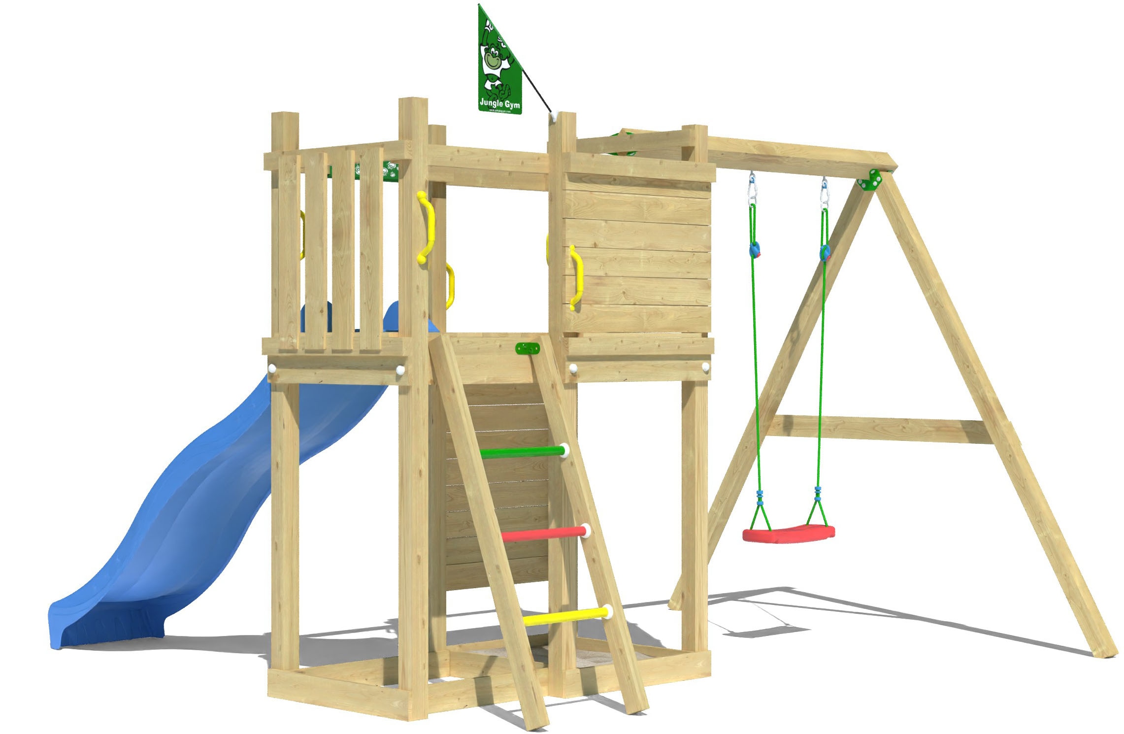 Jungle Gym Spielturm »Deck«, (Set), Spielanlage mit Schaukel und Rutsche mit Wasseranschluss