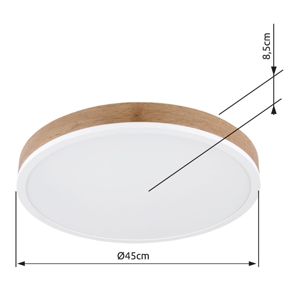 GLOBO LIGHTING LED Deckenleuchte »DORO«, Leuchtmittel LED-Modul | LED fest integriert, Deckenlampe/holzoptik/rund/Wohnzimmer/Schlafzimmer/3000K