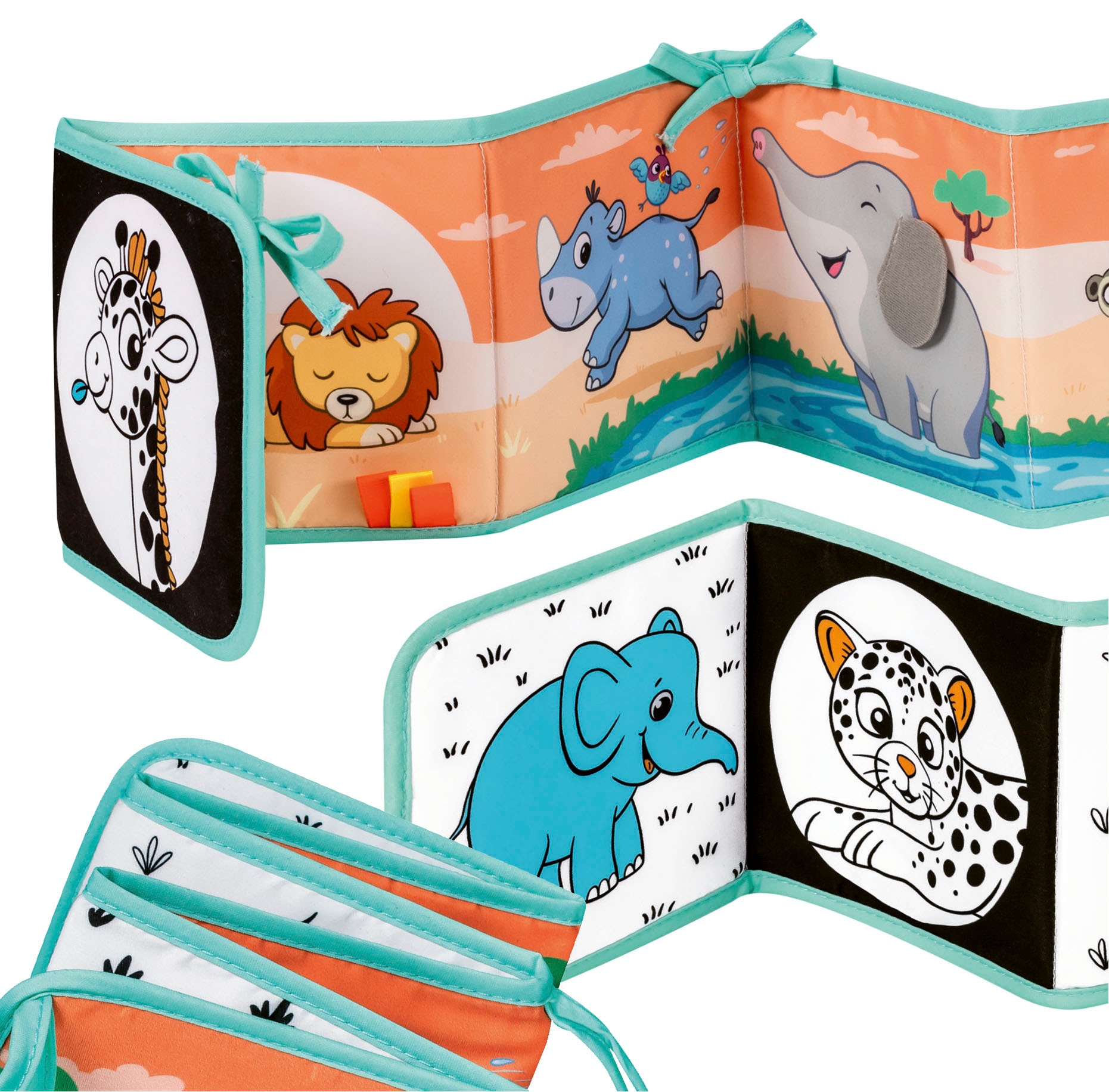 Ravensburger »Play+ Mein allererstes Stoffbuch (für die Bauchlage): Wilde Tiere« (Leporello)