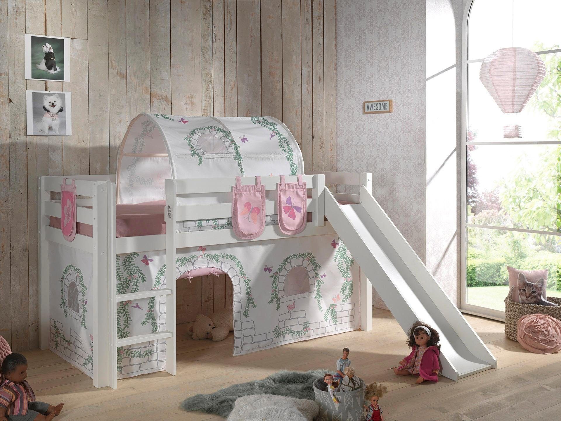 Vipack Hochbett "Pino, Spielbett massiv Kiefer, stabil gebaut, 3 Korpusfarb günstig online kaufen
