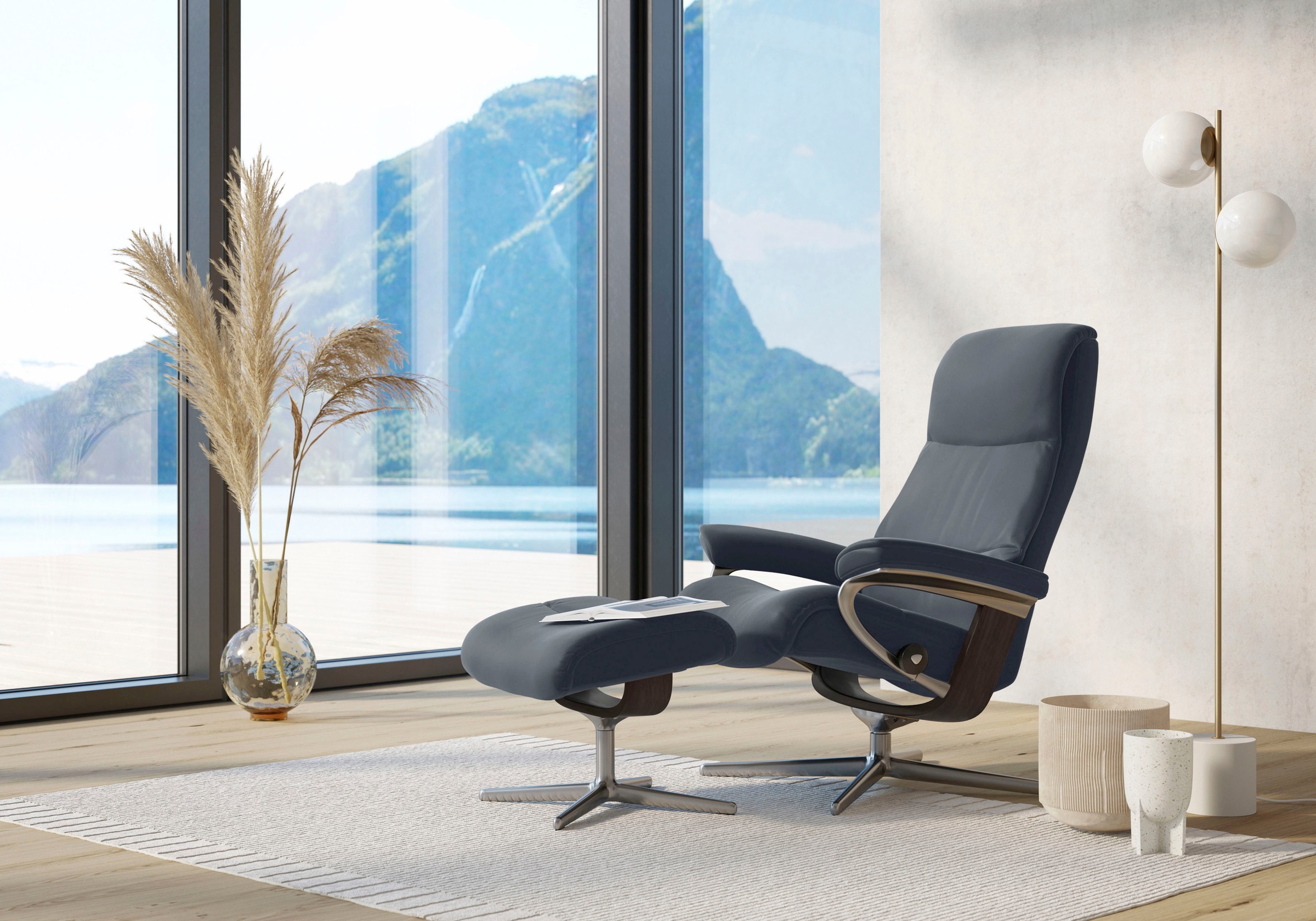Stressless "View" Set, Relaxsessel mit Hocker, mit Hocker, mit Cross Base, günstig online kaufen