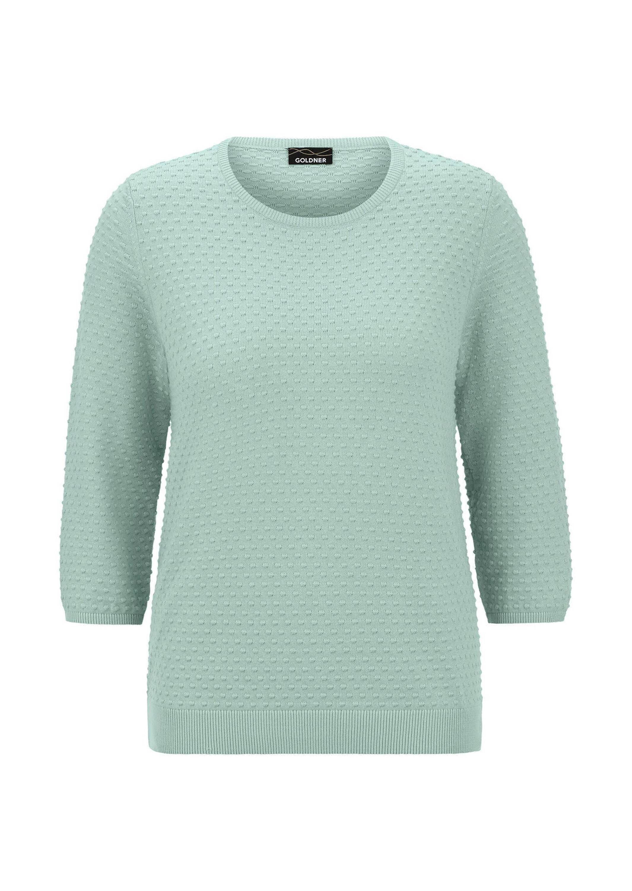 GOLDNER "Halbarm Baumwollpullover mit Struktur" Rundhalsausschnitt