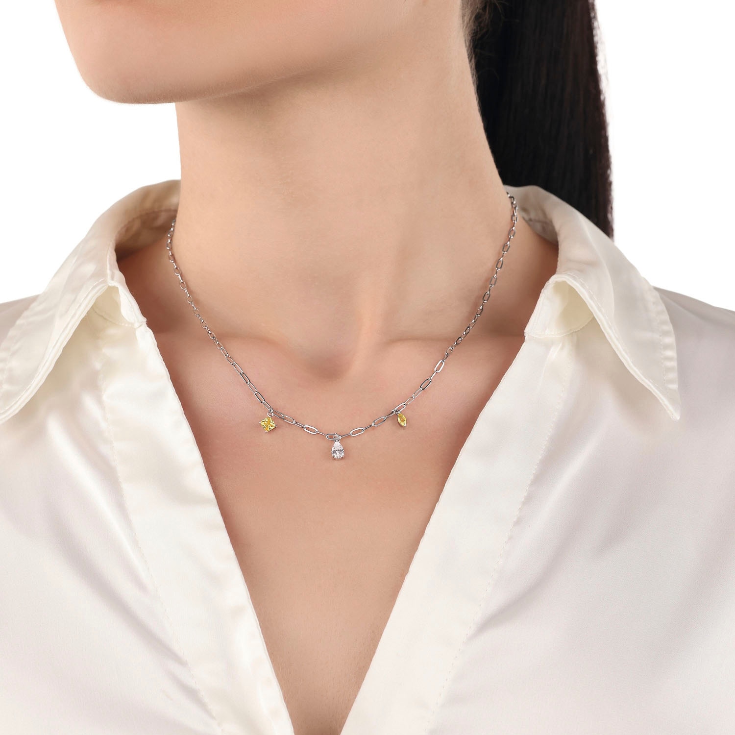 Amor Kette mit Anhänger »2039275, 2039280« mit Zirkonia (synth.) oder Glasstein