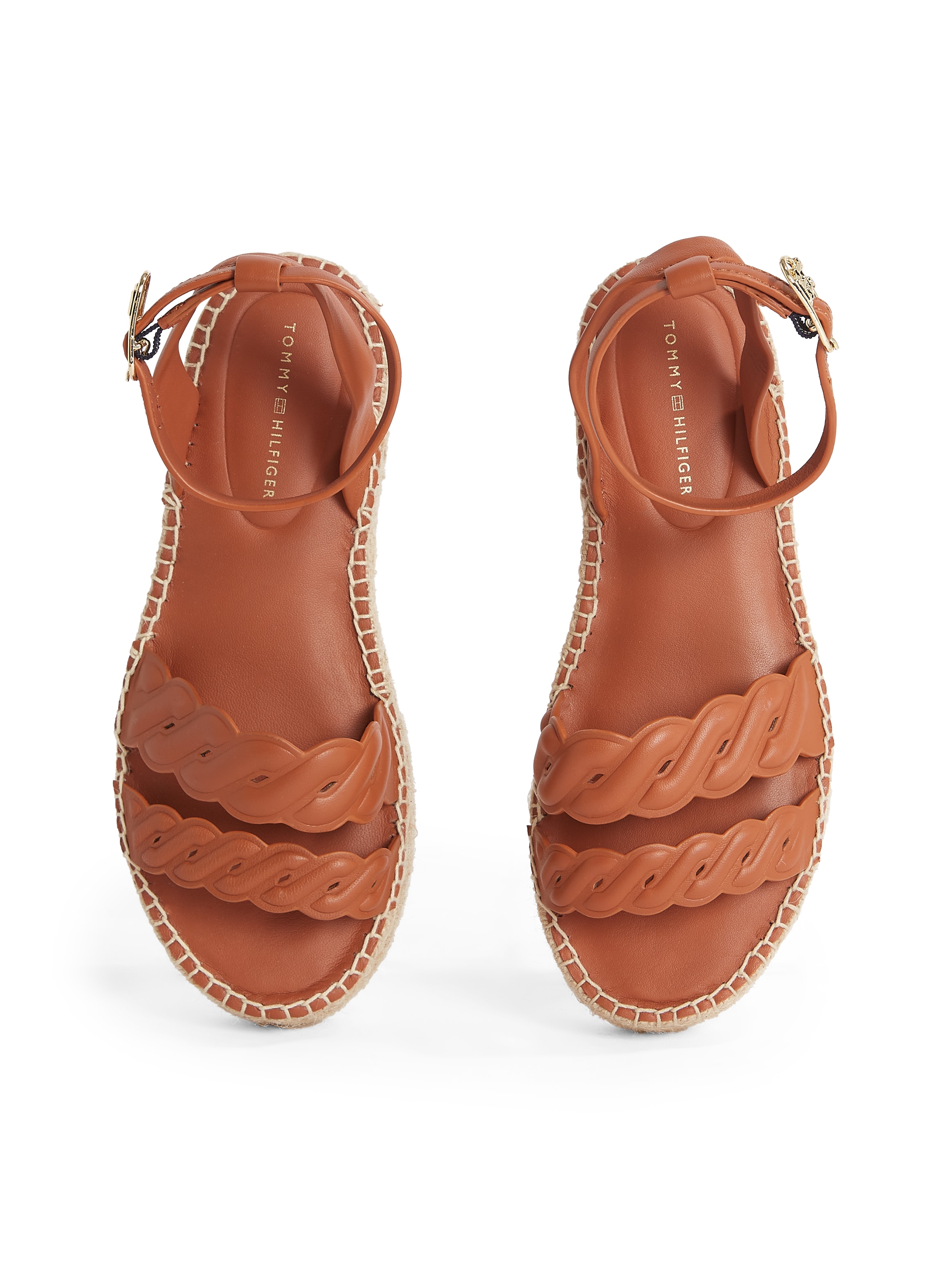 Tommy Hilfiger Keilsandalette »LEATHER ROPE REAL ESPAD SANDAL«, Plateau, Sommerschuh, Riemchensandale mit verstellbarer Schnalle