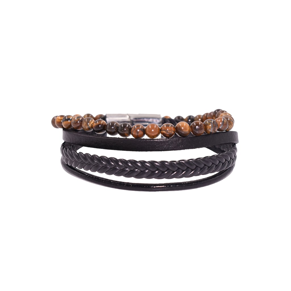 Firetti Lederarmband »Schmuck Geschenk Armschmuck Edelsteinarmband Tigerauge«, Made in Germany - mit Tigerauge